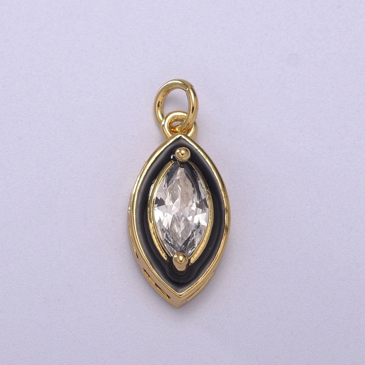 Dainty Leaf Clear CZ Enamel Colorful Eye Shape Pendant 14K Gold Filled Enamel Charm, Necklace Bracelet Component M-682 - M-685