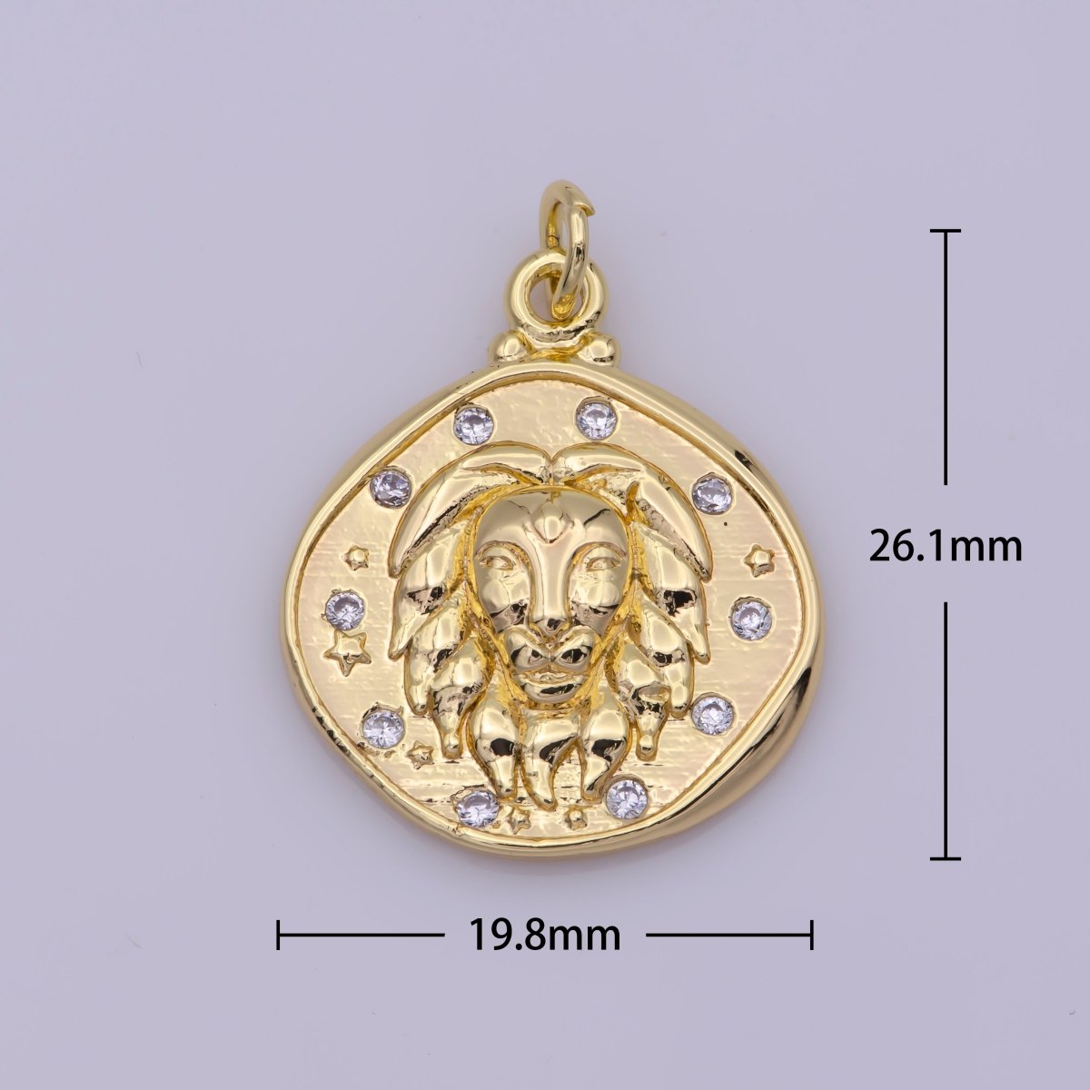 Dainty Lion Charm Leo Sign Coin Charm in 18K Gold Filled N-203