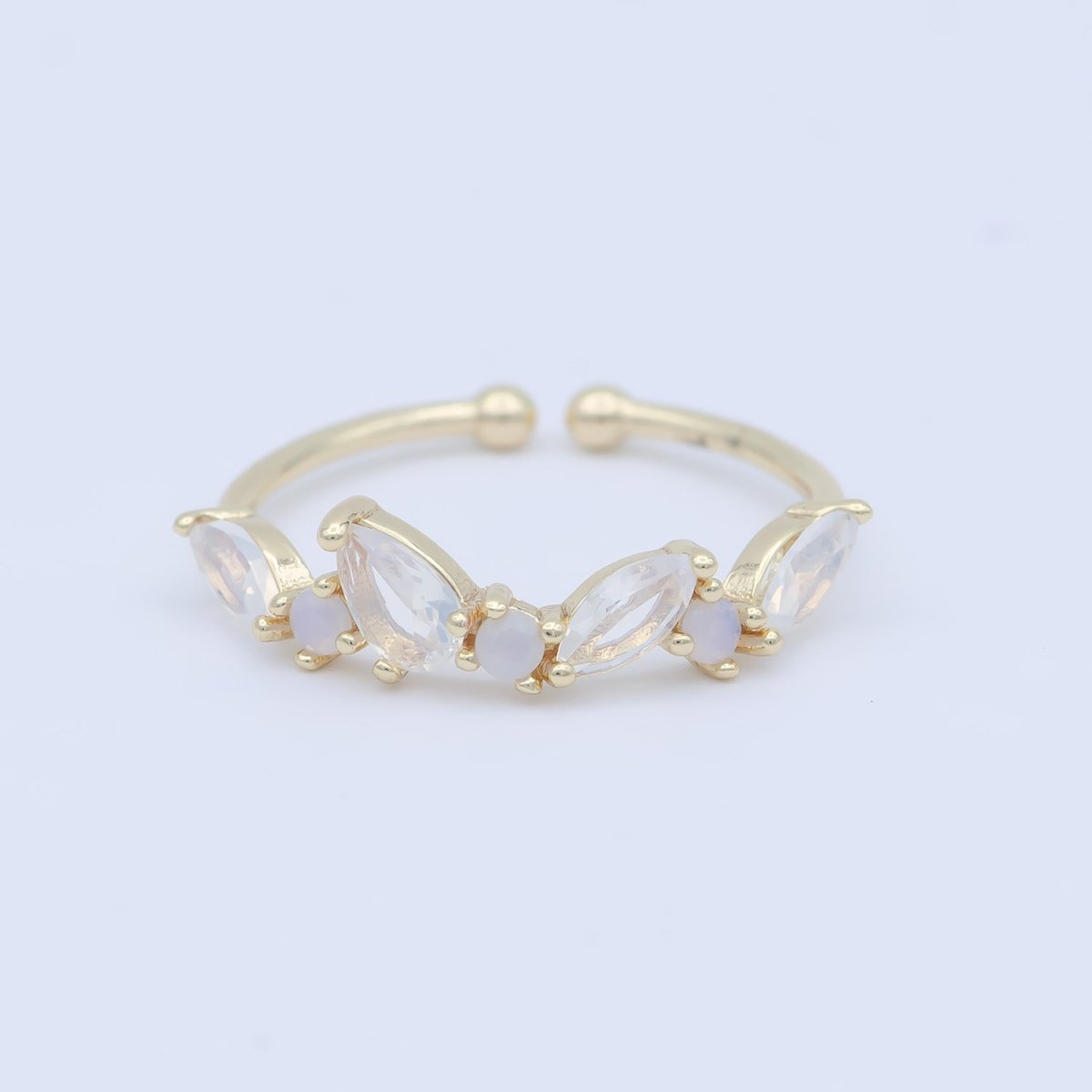 Dainty Marquise Ring, Minimalist Jewelry, CZ ring, stackable ring, Open Adjustable ring, thin gold ring, stacking R-141