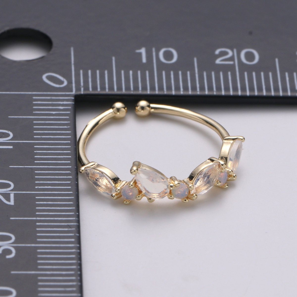 Dainty Marquise Ring, Minimalist Jewelry, CZ ring, stackable ring, Open Adjustable ring, thin gold ring, stacking R-141