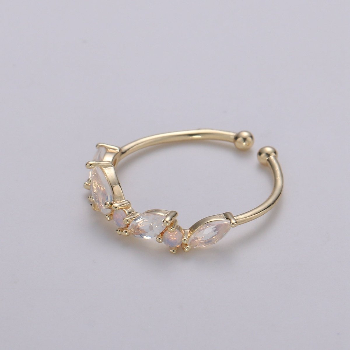 Dainty Marquise Ring, Minimalist Jewelry, CZ ring, stackable ring, Open Adjustable ring, thin gold ring, stacking R-141
