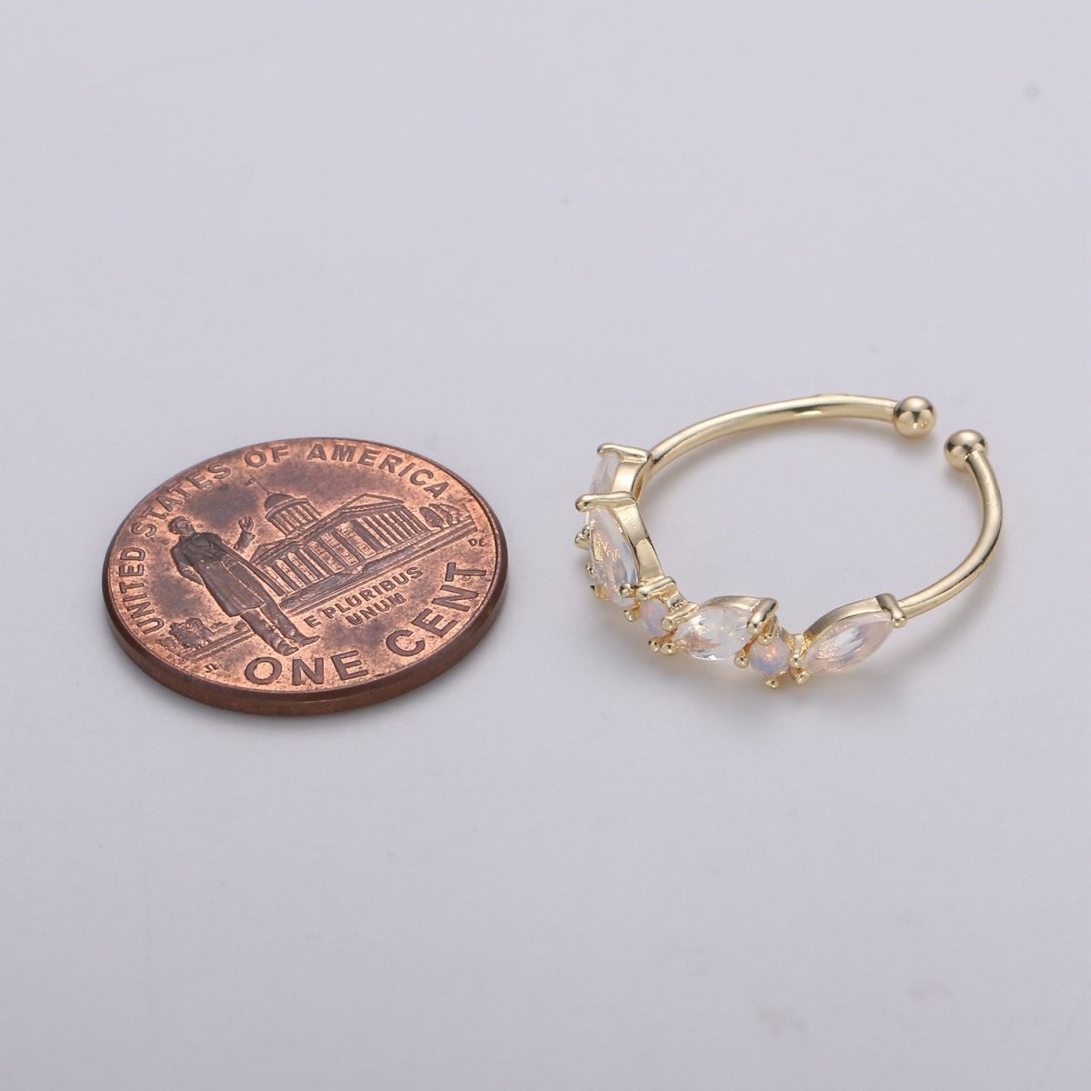 Dainty Marquise Ring, Minimalist Jewelry, CZ ring, stackable ring, Open Adjustable ring, thin gold ring, stacking R-141