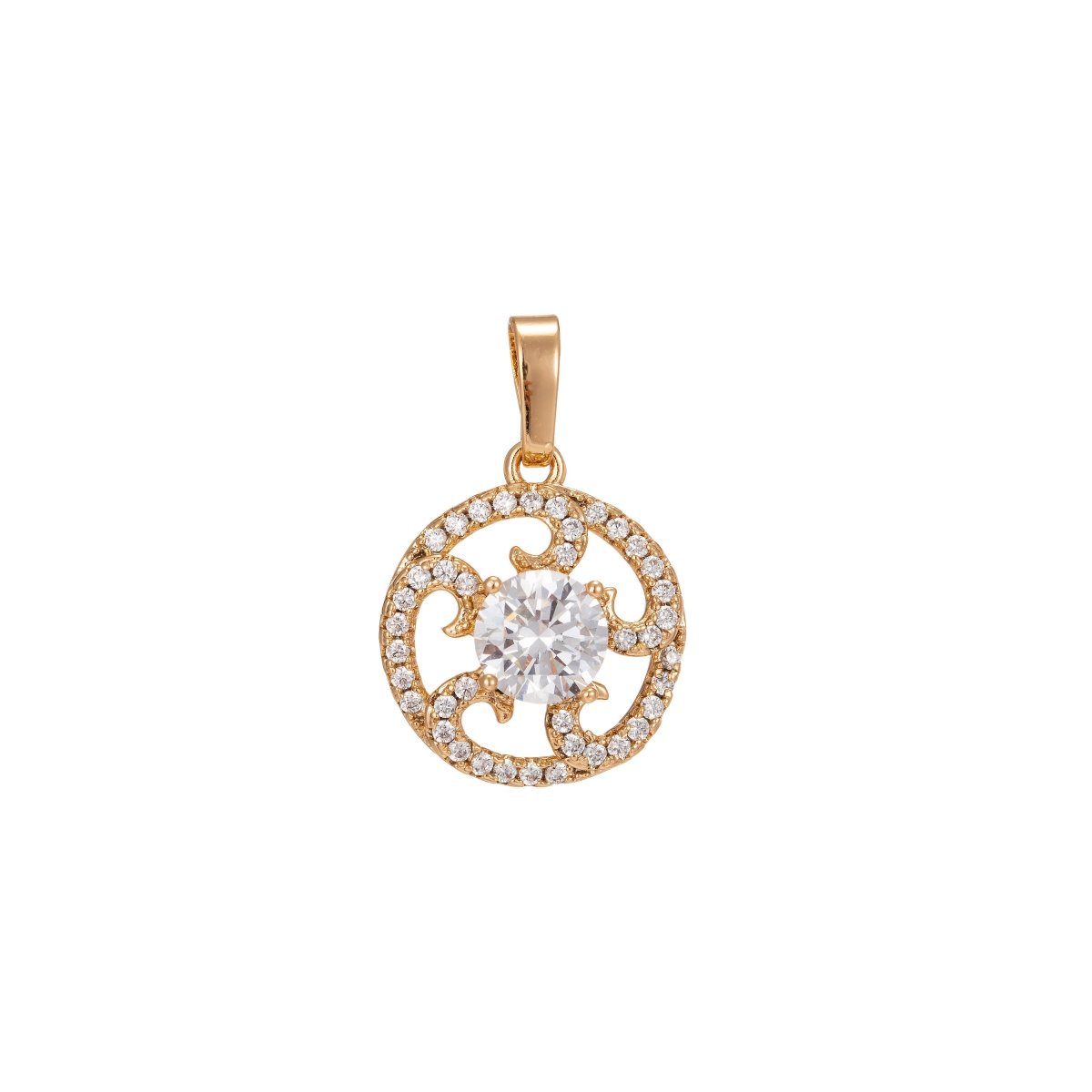 Dainty Micro Pave Gold Filled Sun Burst Charm 24x16mm, Cubic Zirconia PENDANT Charm For Necklace Making, Jewelry Component Supply I-243