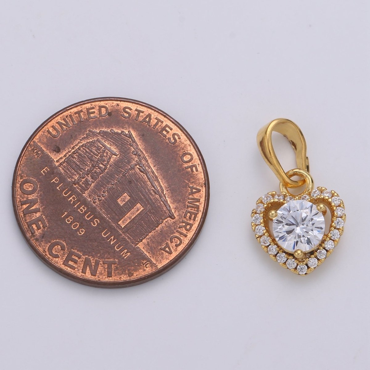 Dainty Micro Pave Heart Pendant with Big Clear CZ, Cubic Zirconia Solitaire Love Charm for Valentine Jewelry Gift Making Supply Necklace J-223