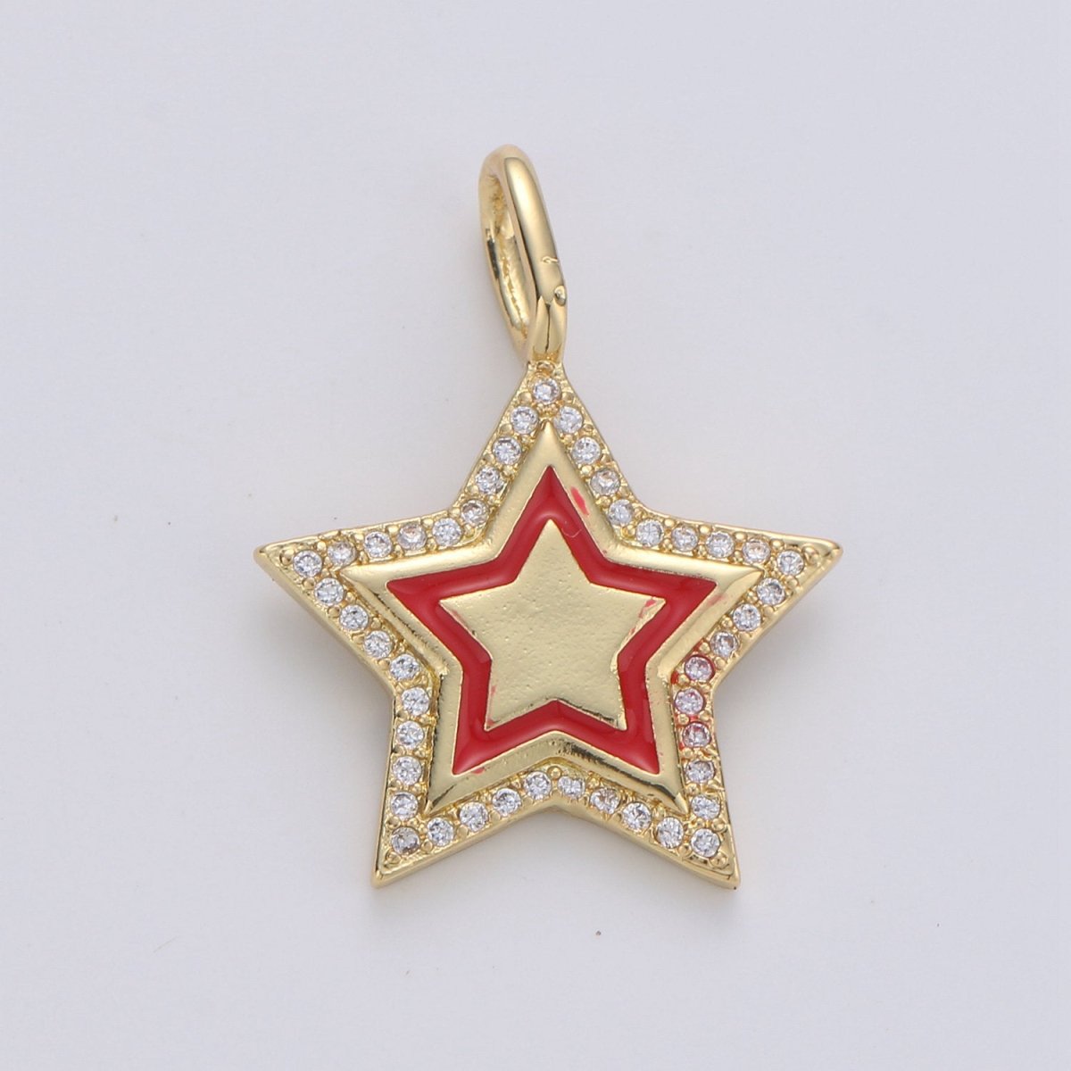 Dainty Micro Pave Star Charm 14K Gold Filled Star Pendant Enamel Star Charm for Bracelet, Necklace, Earring Component D-107 TO D-109