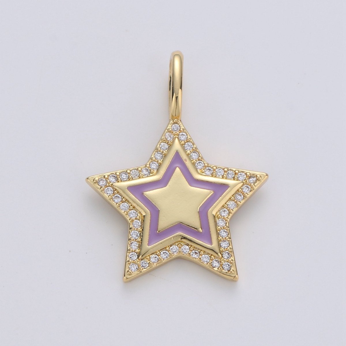 Dainty Micro Pave Star Charm 14K Gold Filled Star Pendant Enamel Star Charm for Bracelet, Necklace, Earring Component D-107 TO D-109