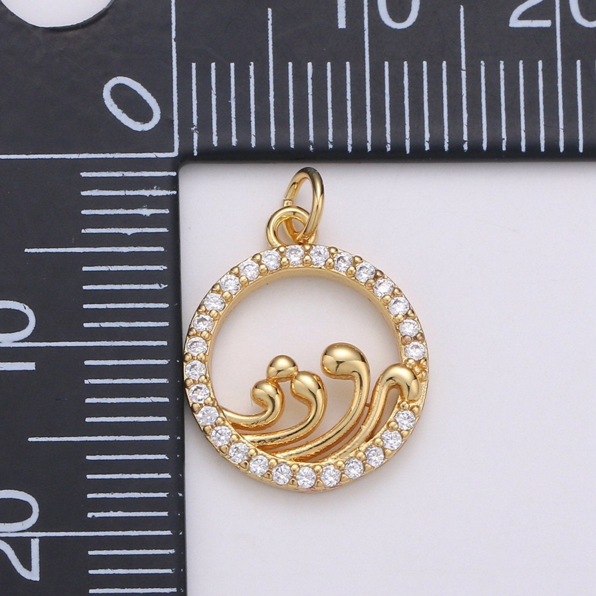 Dainty Micro Pave Water Elements Charm, Four Elements Charm, Water Element Charm, 14k Gold Filled Charm for bracelet necklace earring C-818