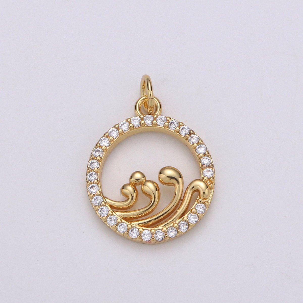 Dainty Micro Pave Water Elements Charm, Four Elements Charm, Water Element Charm, 14k Gold Filled Charm for bracelet necklace earring C-818
