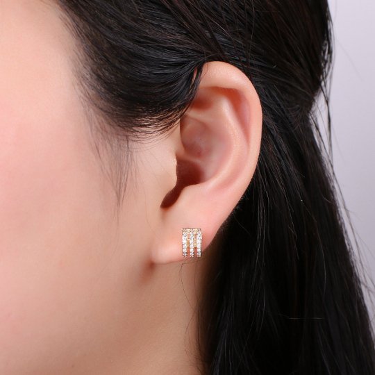 Dainty Mini Ear Huggie Hoop Earrings, Gold filled earring - micro pave cz cartilage hoops Micro Pave Earring gift for her K-404