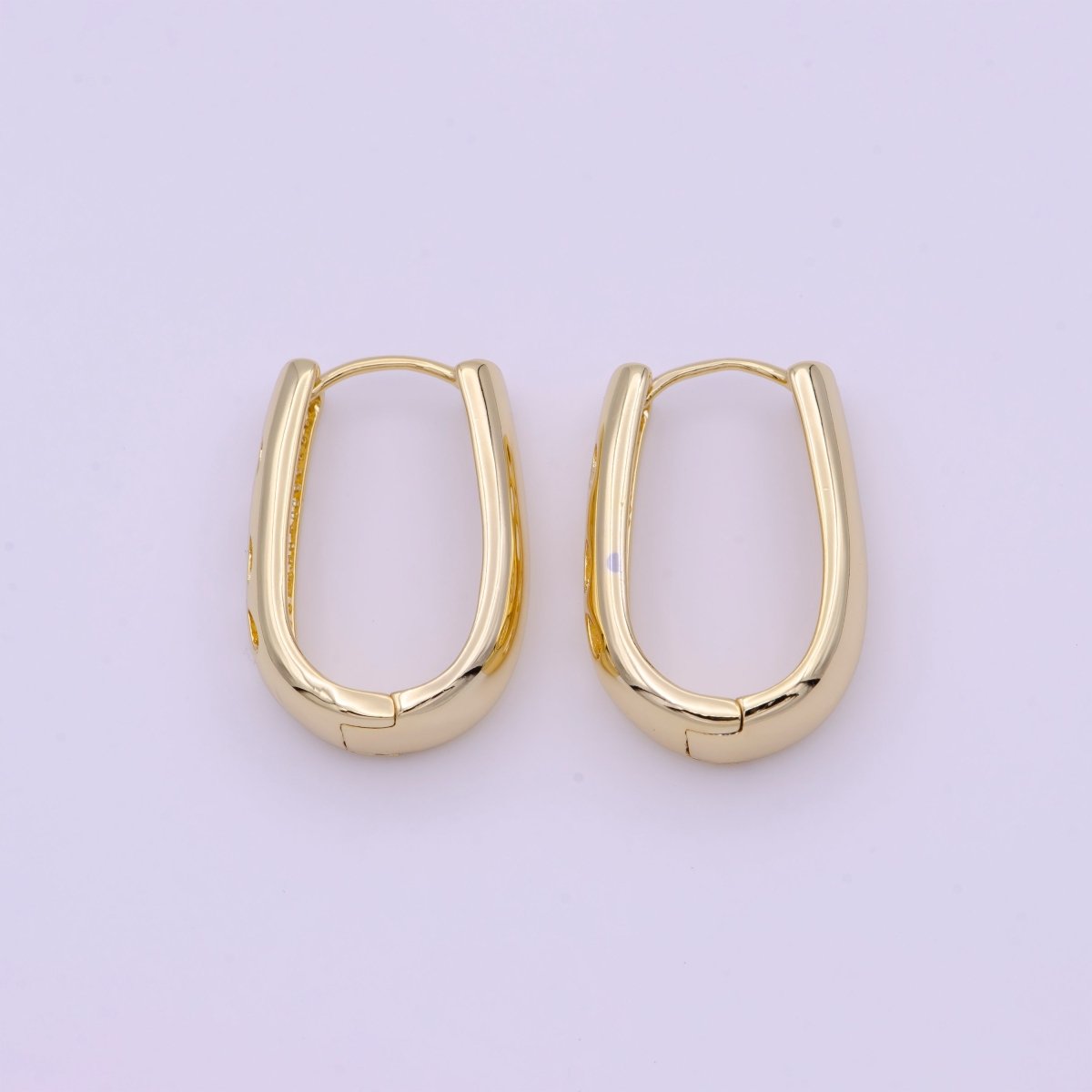Dainty Minimalist Gold Filled Oblong Oval Hoop Earrings |AD-115