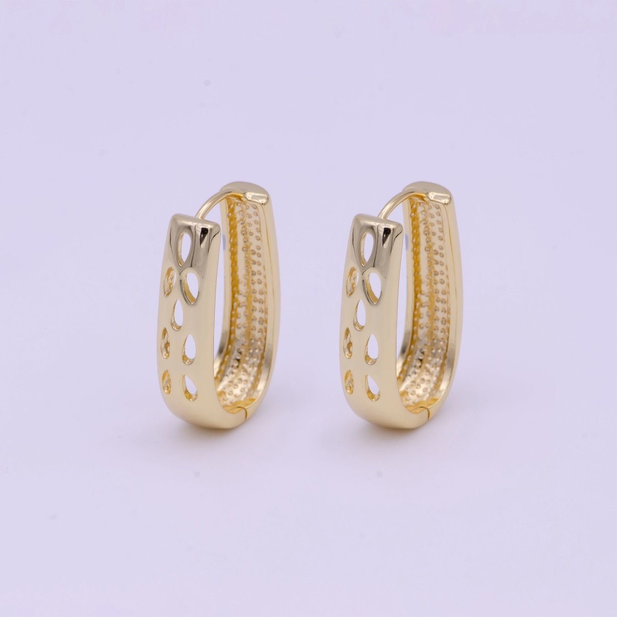 Dainty Minimalist Gold Filled Oblong Oval Hoop Earrings |AD-115