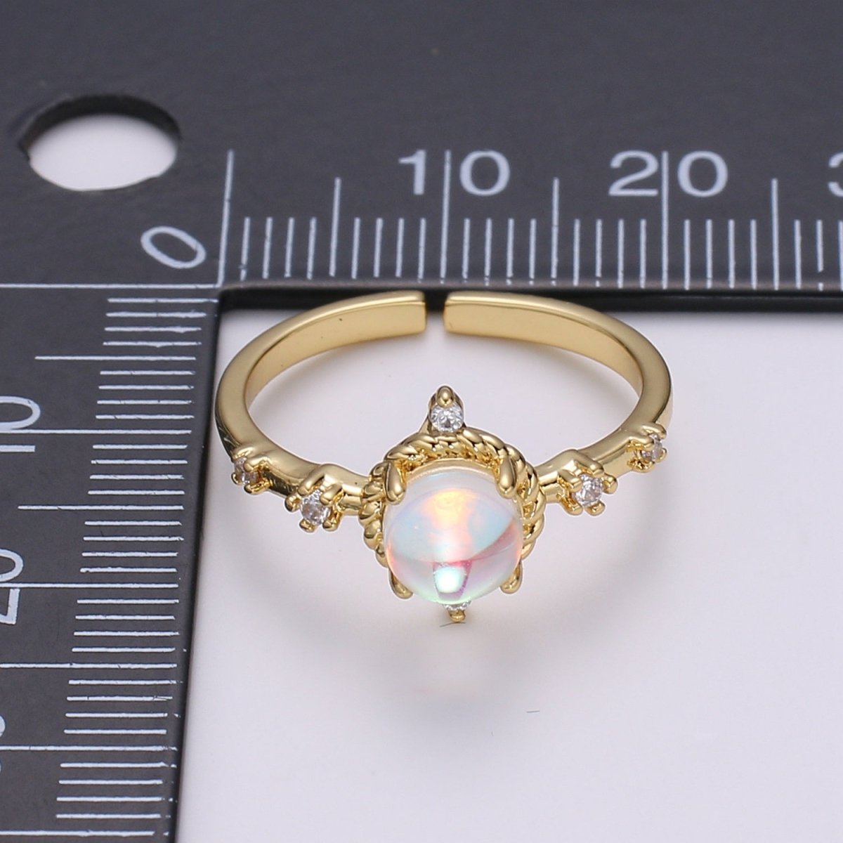 Dainty Monstone Ring Celestial Ring Minimalist Crystal Ring Statement Ring Adjustable Ring Stacking Ring Girlfriend Gift R-336