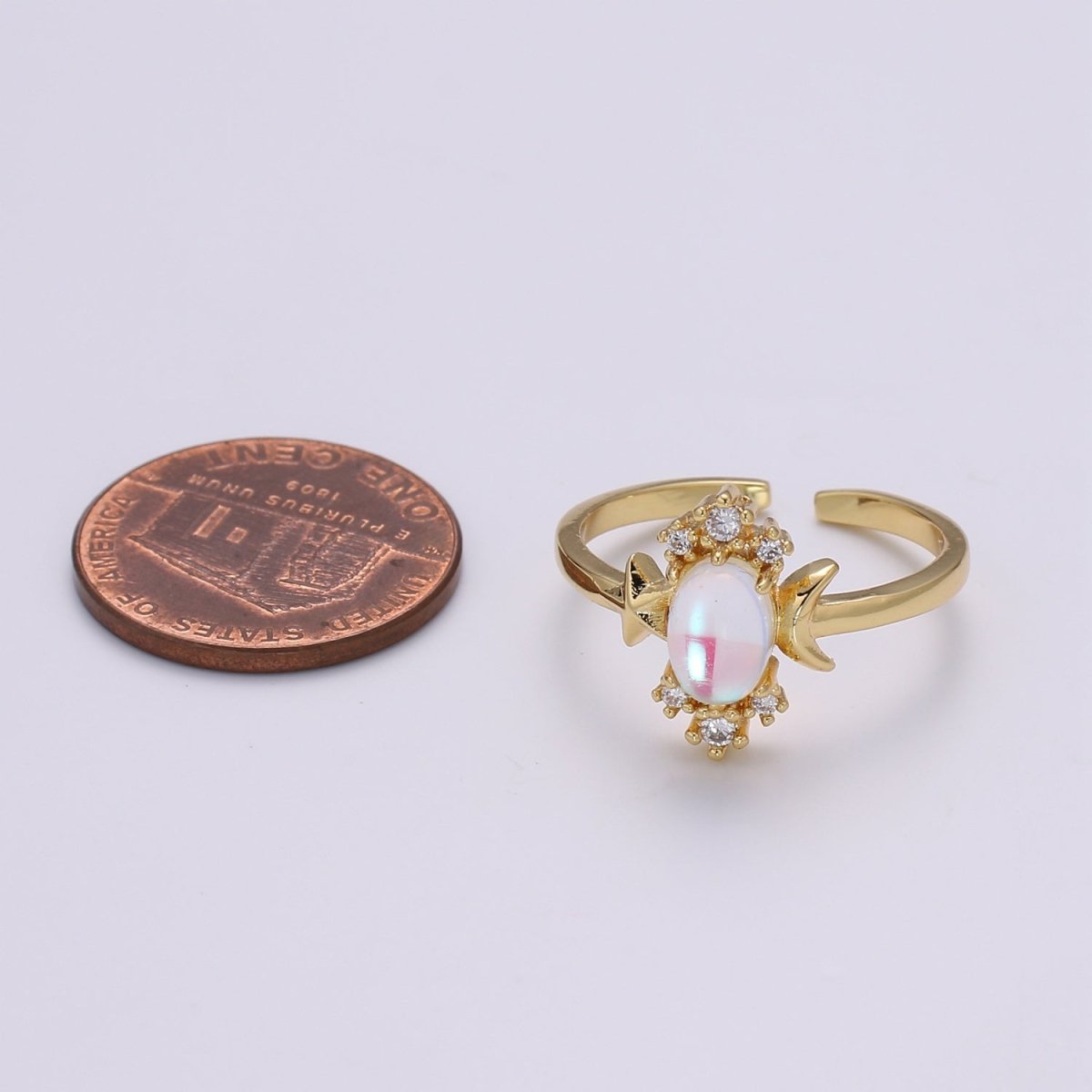 Dainty Monstone Ring Celestial Ring Minimalist Crystal Ring Statement Ring Adjustable Ring Stacking Ring Girlfriend Gift R-340