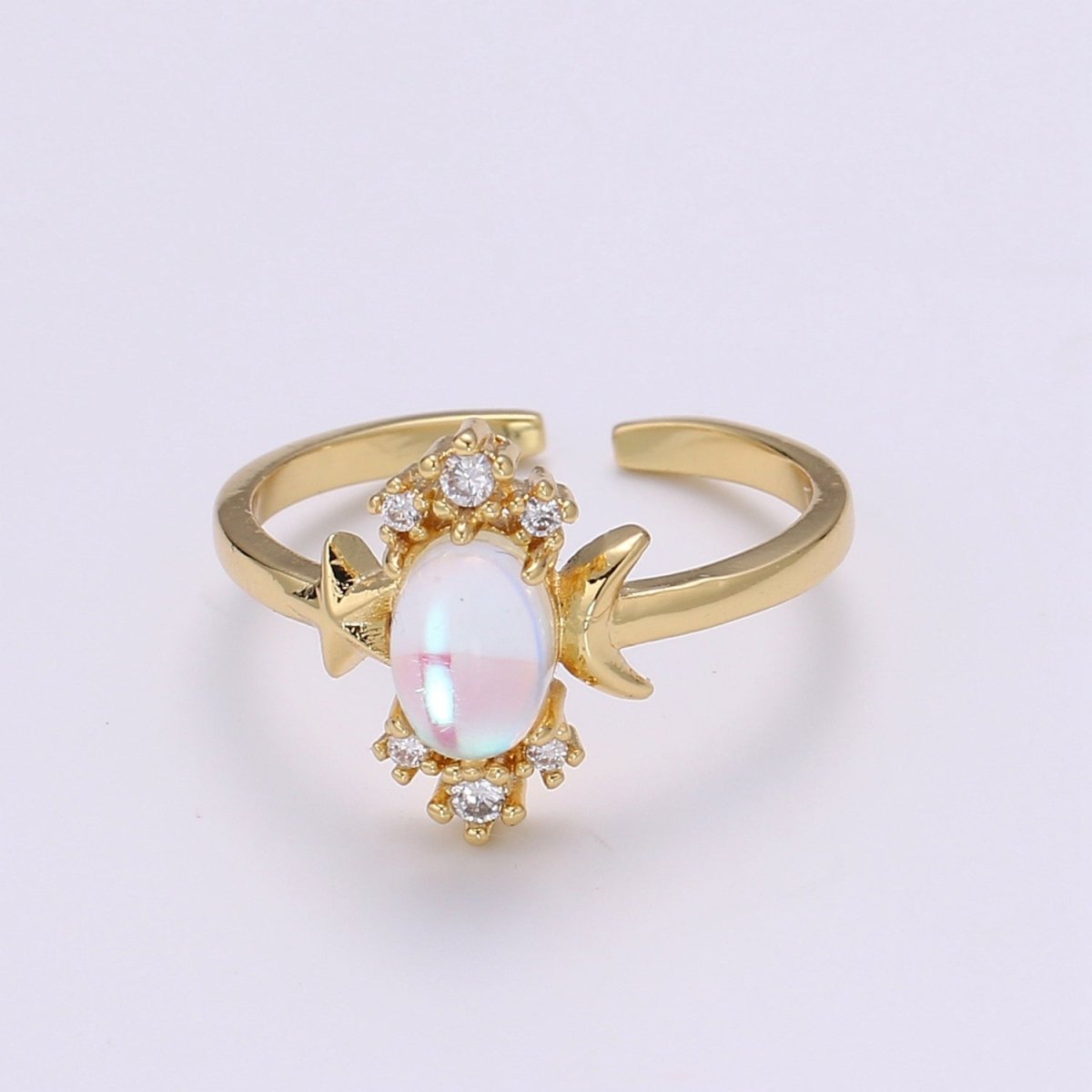 Dainty Monstone Ring Celestial Ring Minimalist Crystal Ring Statement Ring Adjustable Ring Stacking Ring Girlfriend Gift R-340