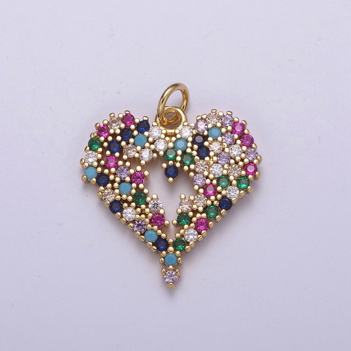 Dainty Multi Color Cz Heart Charm for Necklace Earring Bracelet Supply C-200