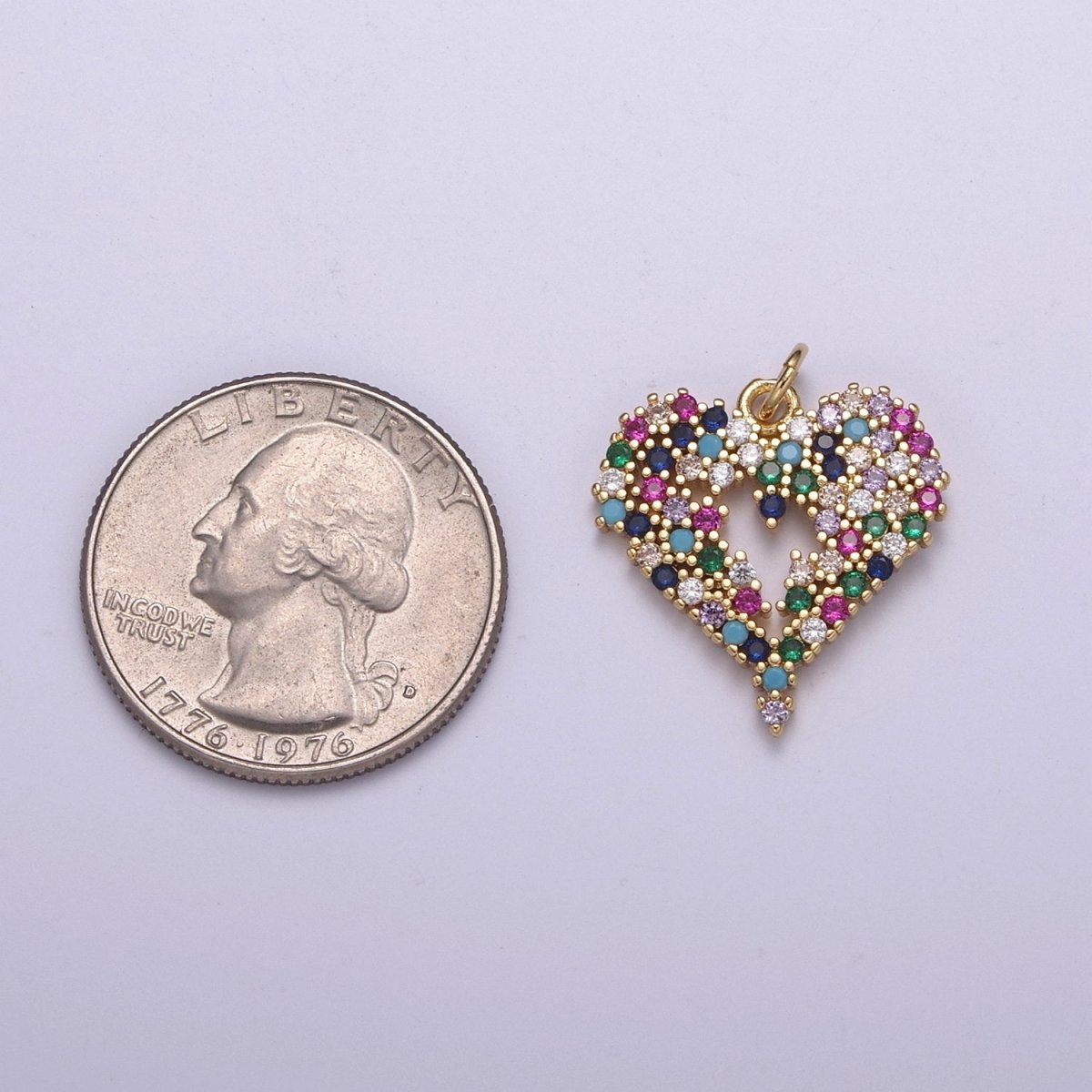 Dainty Multi Color Cz Heart Charm for Necklace Earring Bracelet Supply C-200
