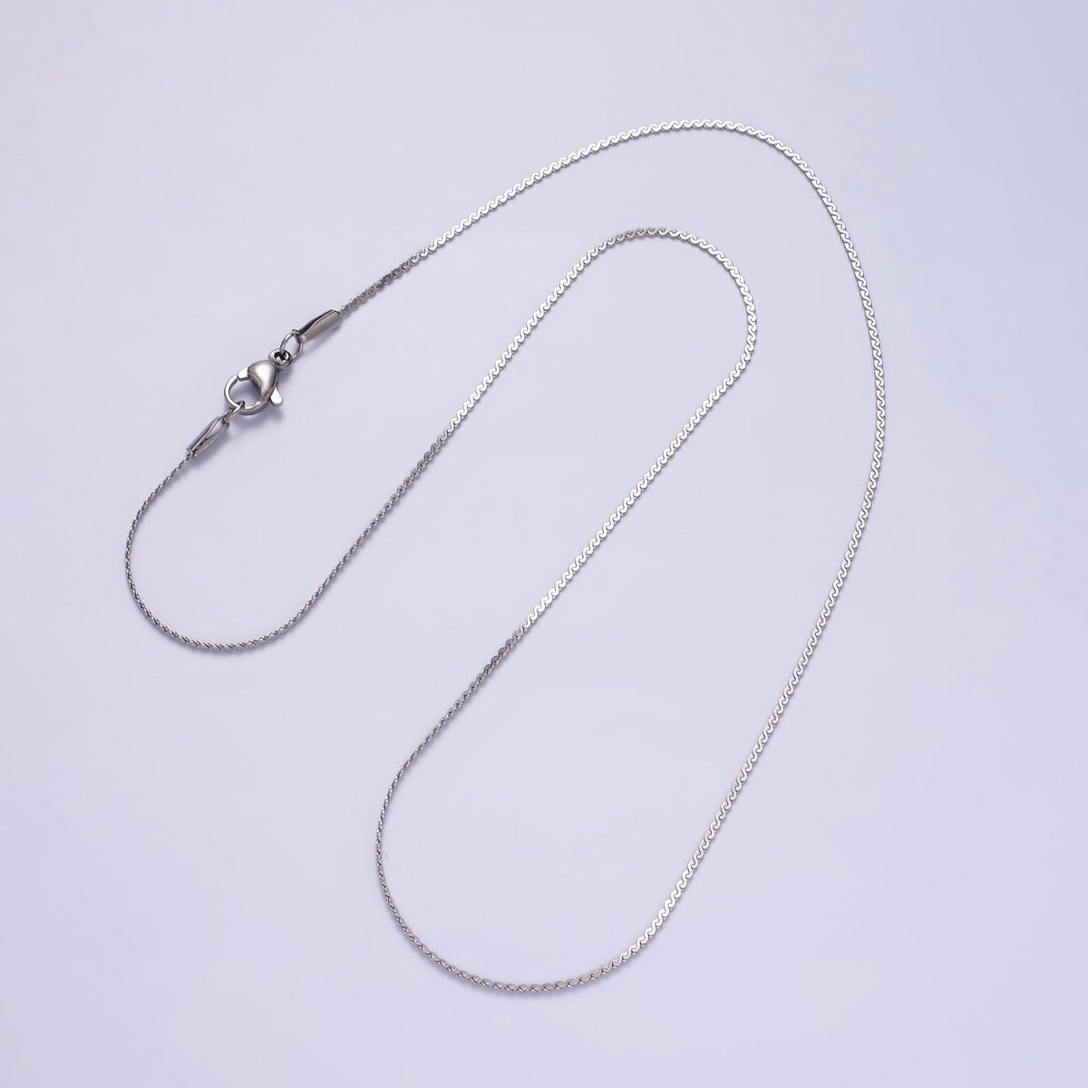 Dainty Nugget Tinsel Serpentine Chain Necklace for Women Stainless Steel Necklace 18 inch long | WA-2104 Clearance Pricing