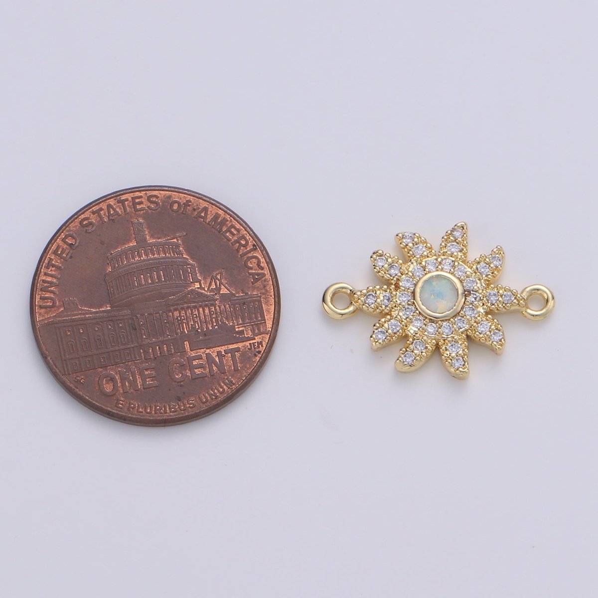 Dainty Opal Bracelet Connector Gold Sun Charm 18k Gold Fill Sunburst Charm Connector for Bracelet Necklace Earring Charm Component F-497