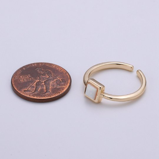 Dainty Opal ring- cocktail gemstone ring - Gold ring - Thin Gold Open ring - Adjustable Gold band ring for Stackable Jewelry R-278