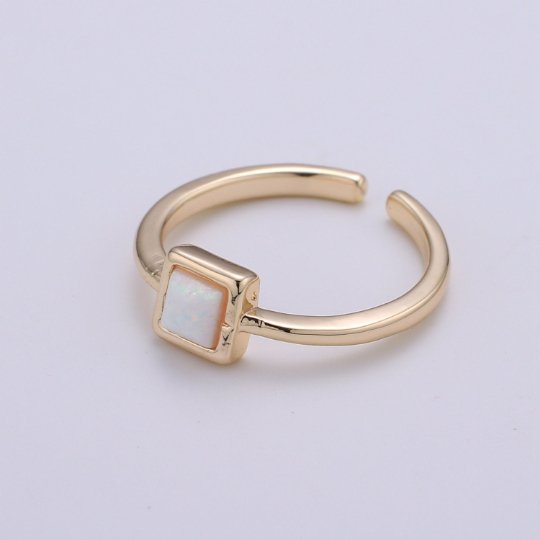 Dainty Opal ring- cocktail gemstone ring - Gold ring - Thin Gold Open ring - Adjustable Gold band ring for Stackable Jewelry R-278