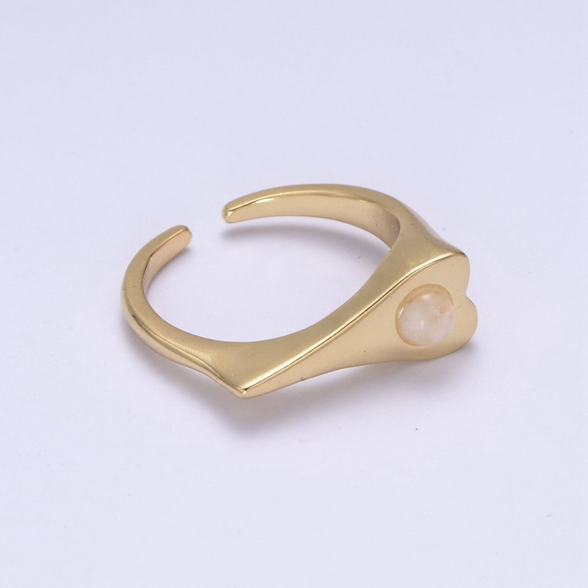 Dainty Opal Signet Long Heart Ring - Adjustable Gold Filled Ring Minimalist Jewelry for Valentine U-226