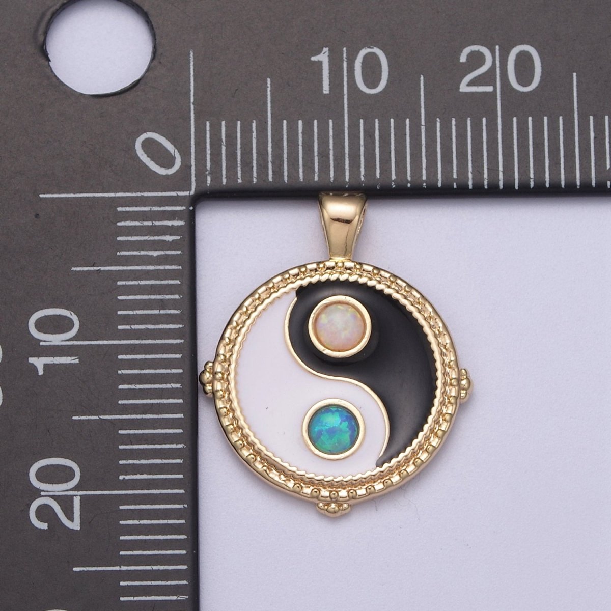 Dainty Opal Yin Yang Pendant 14k Gold Filled YinYang Charm Yoga Relationship Couple Y2K Jewelry H-342