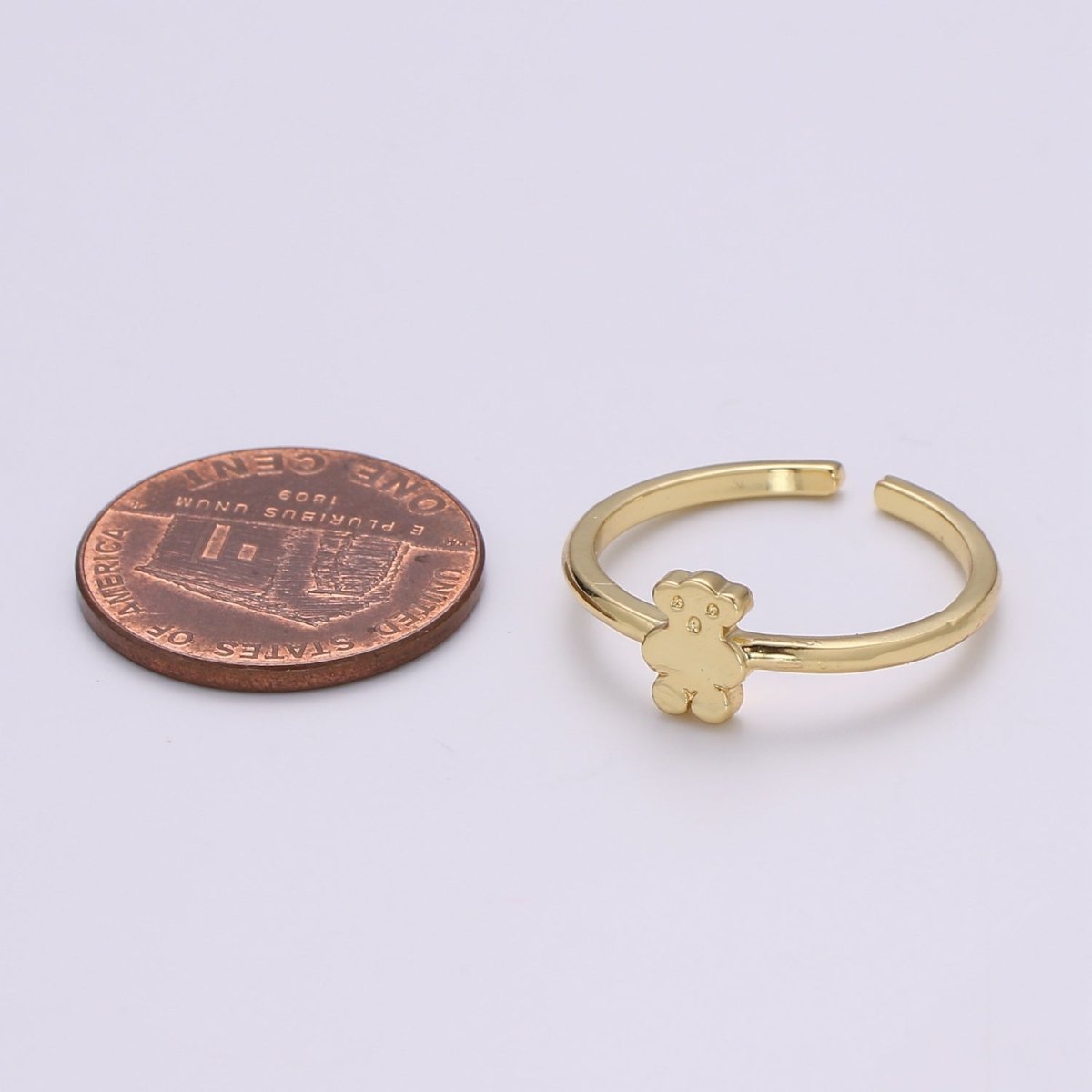 Dainty Open Ring Adjustable Cute Teddy Bear Ring Dainty Animal Toy Ring Romantic Love Stackable Ring for Kids Daughter Jewelry Gift Idea