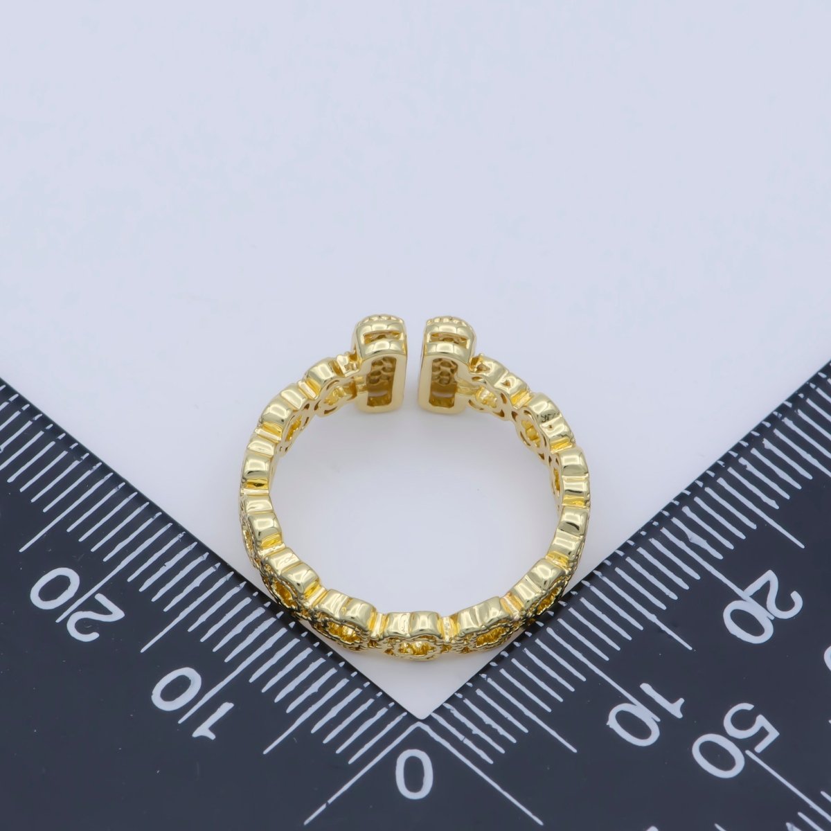 Dainty open ring, gold bar ring, open bar ring, T ring Cz minimalist jewelry Open Adjustable Ring O-486