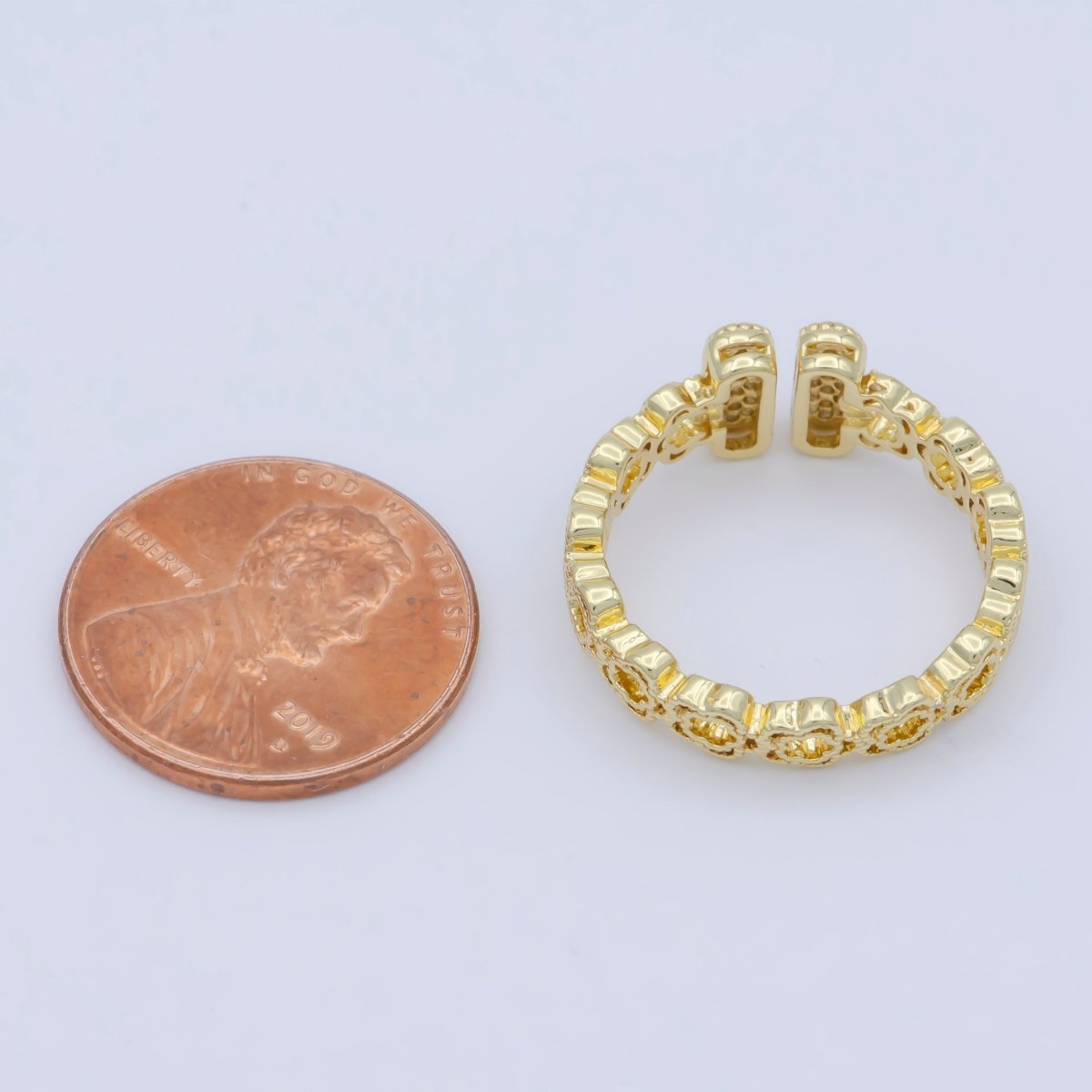 Dainty open ring, gold bar ring, open bar ring, T ring Cz minimalist jewelry Open Adjustable Ring O-486