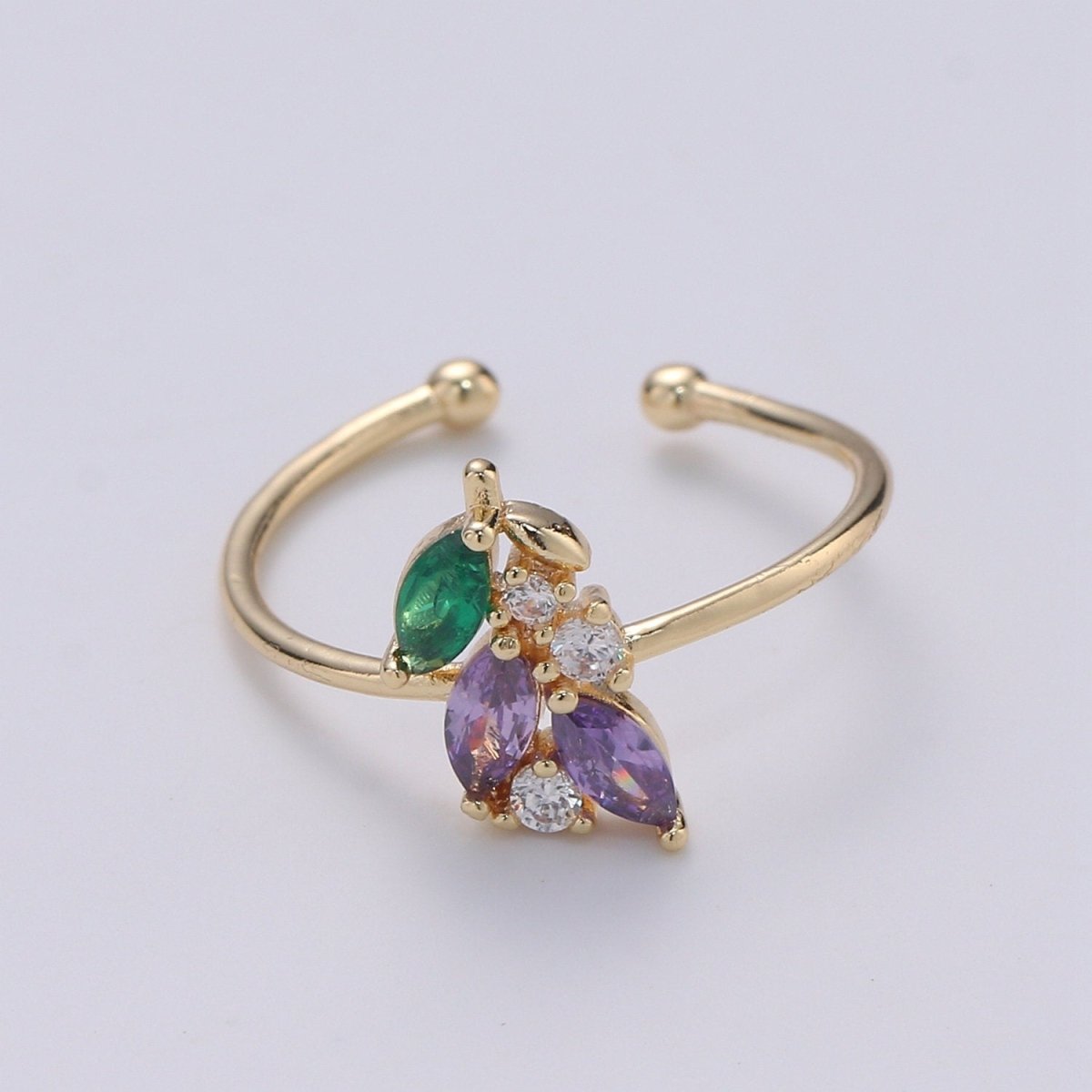 Dainty Open Rings | Simple Gold Ring | Minimalist Ring | Layered Ring | Lavender Spring Flower Ring Gift for Her | Thin Open Gold Ring R-066