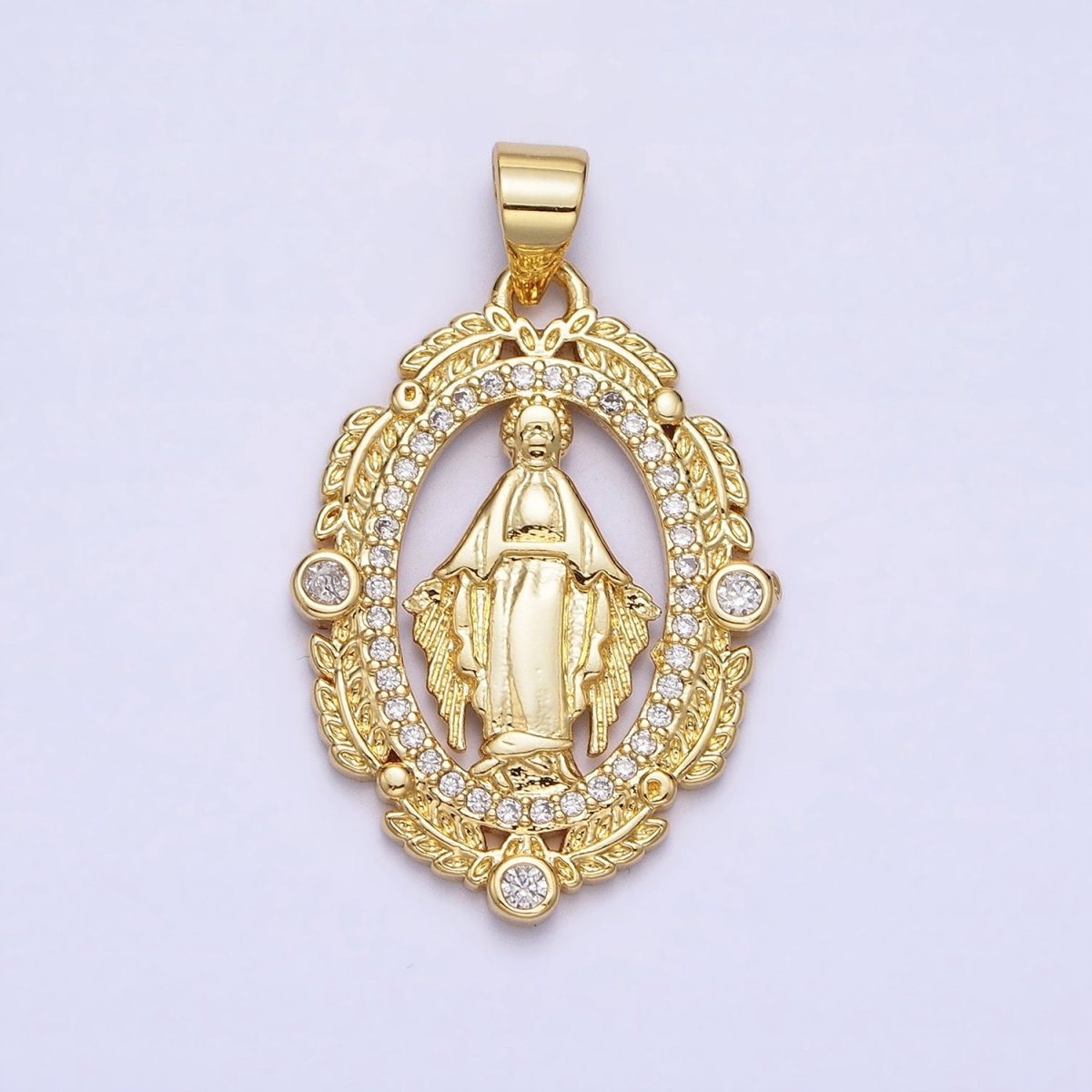 Dainty Oval Miraculous Lady Gold Filled Medallion Pendant for Religious Jewelry AA212