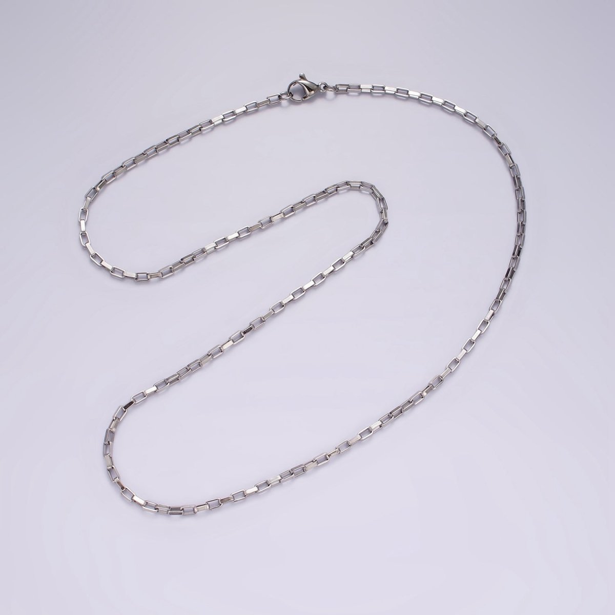 Dainty PaperClip Chain Necklace Stainless Steel 18 inch Necklace in Silver | WA-2410
