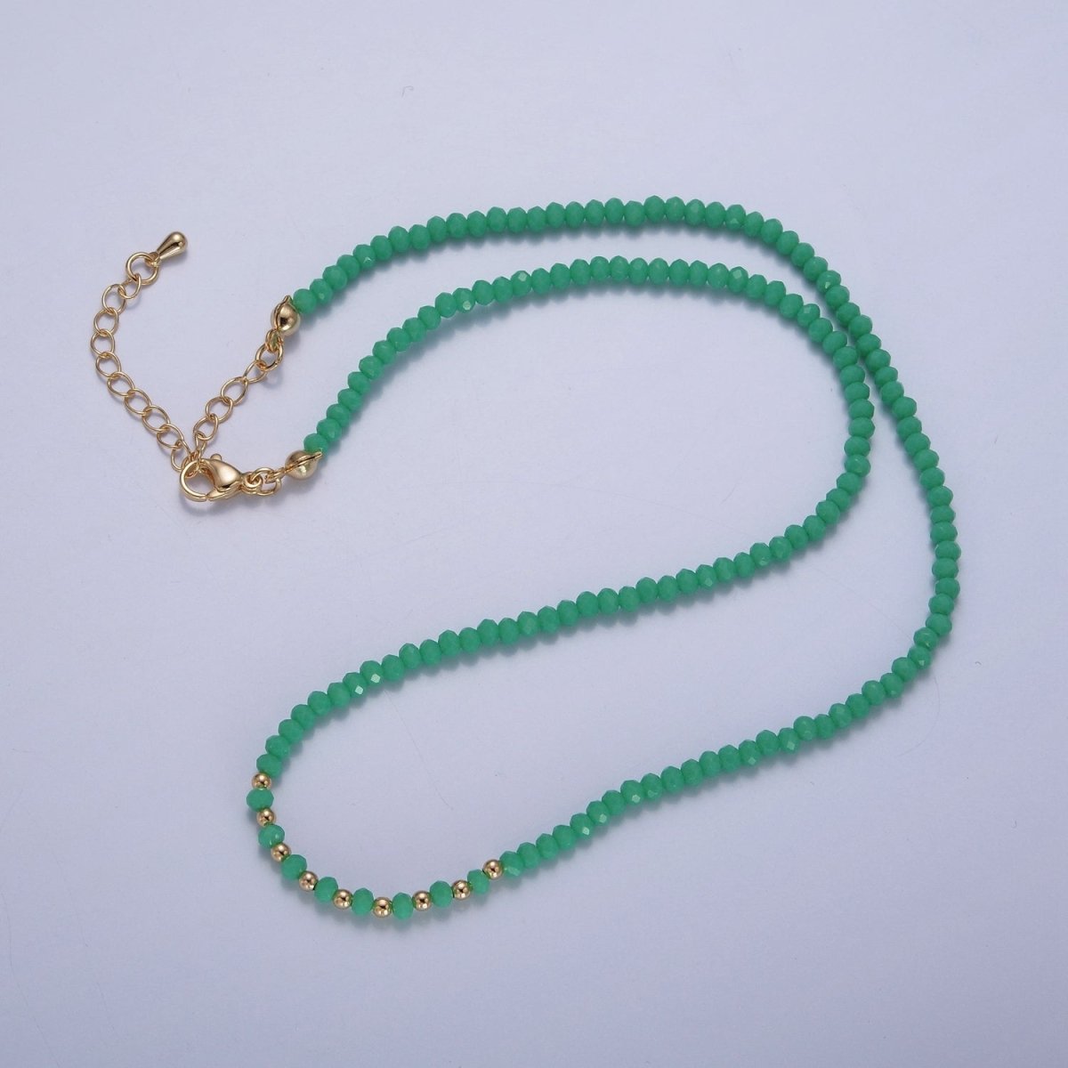 Dainty Pastel Color Glass Beaded Necklace Faceted Rondell Beads Necklace | WA-1034 to WA-1038 Clearance Pricing