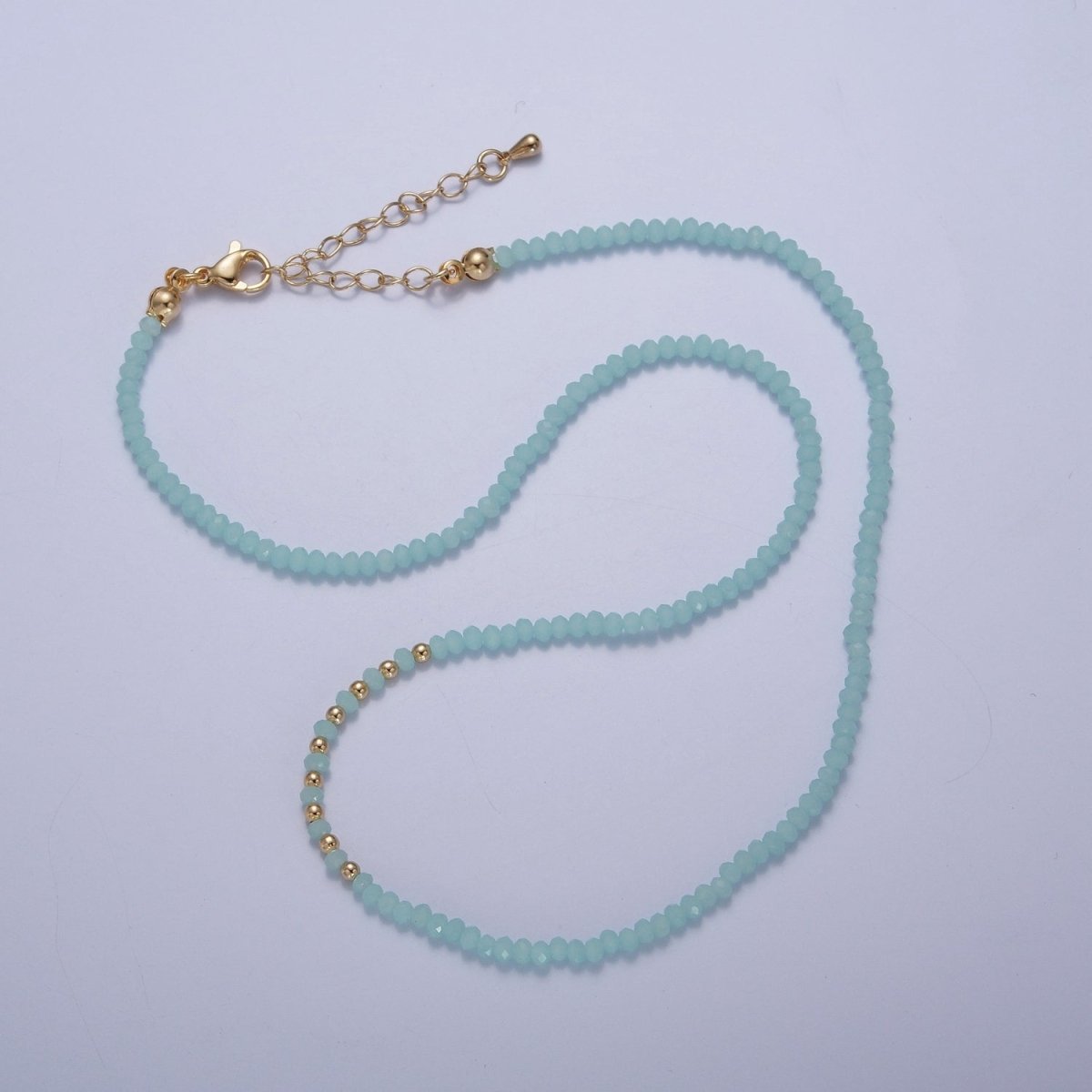 Dainty Pastel Color Glass Beaded Necklace Faceted Rondell Beads Necklace | WA-1034 to WA-1038 Clearance Pricing