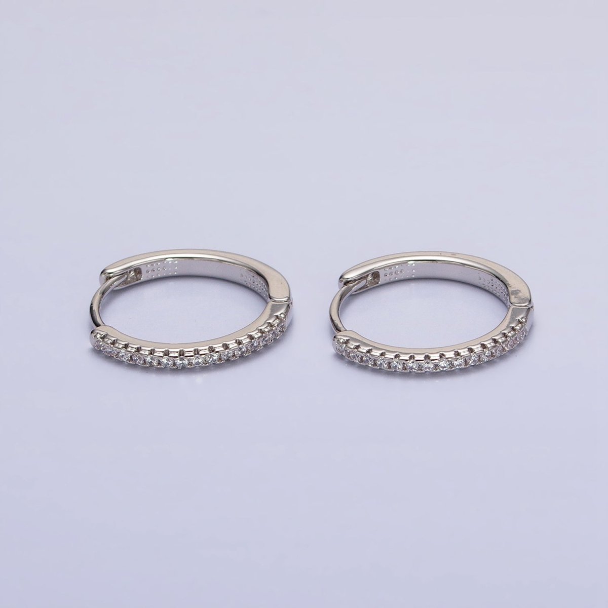Dainty Pave Cz Hoop Earring with Clear Turquoise Multi Color Rainbow Cz Stone 17mm AD1349 AD1350 AD1352 AD1353