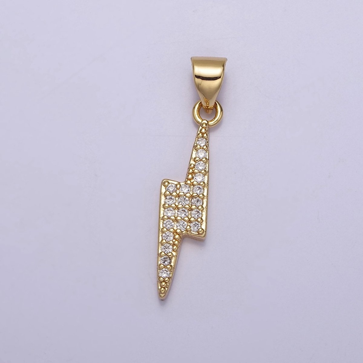 Dainty Pave Lightning Bolt Pendant Charm, Micro Pave Cubic Zirconia CZ Thunder Charm For Jewelry Necklace Making J-345