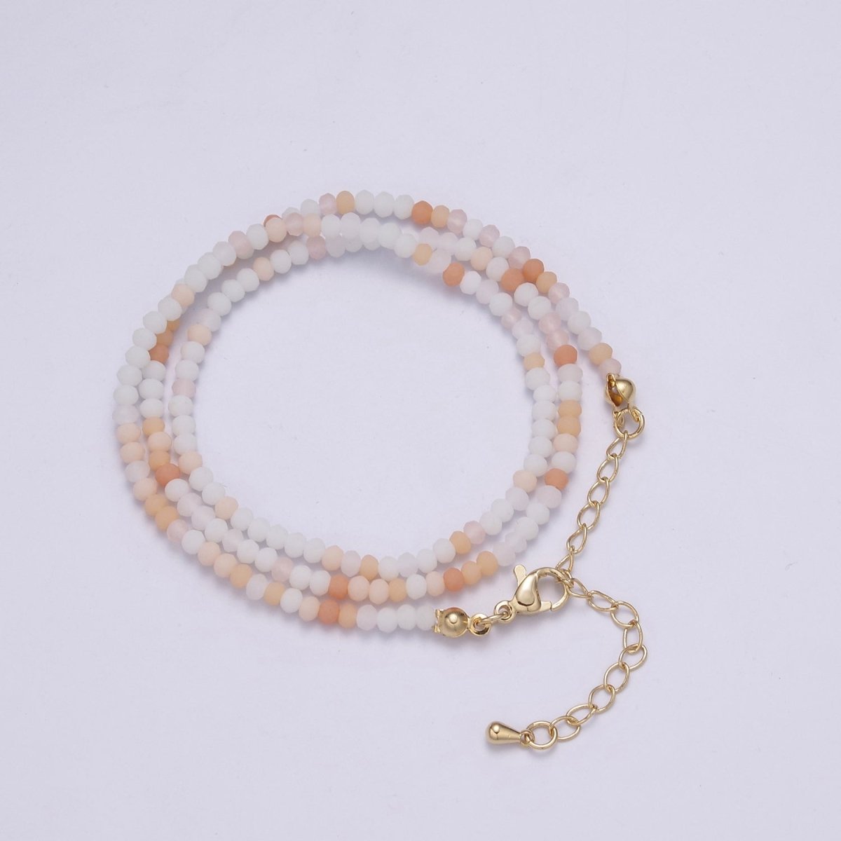 Dainty Peach Beads Necklace 3mm Micro Faceted Round Beads Necklace, Tiny Bead Necklace, Women's Necklace | WA-453 Clearance Pricing
