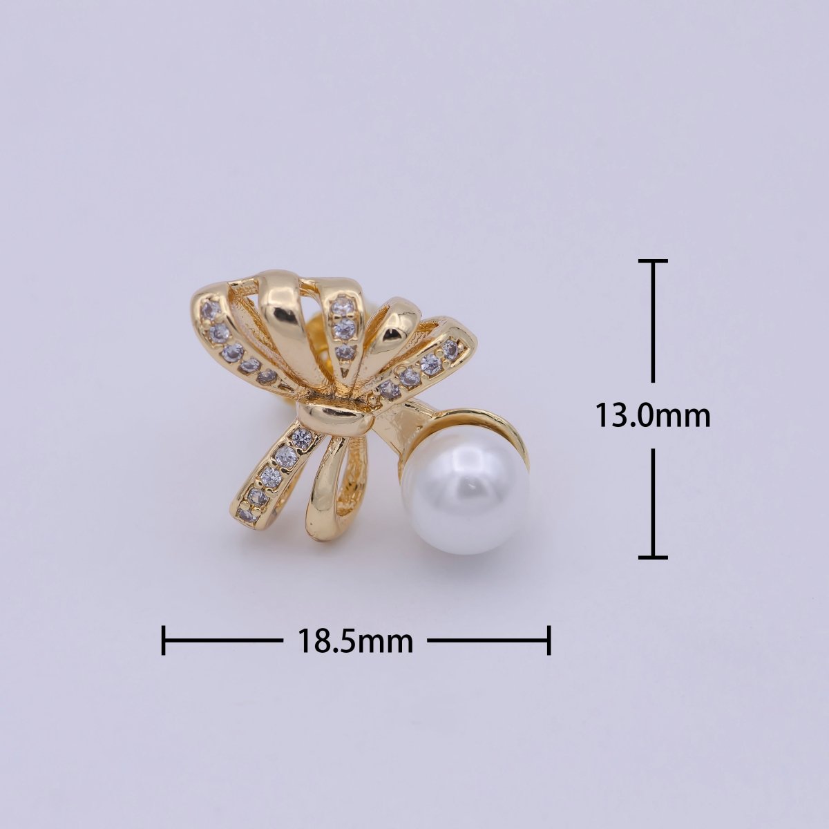 Dainty Pearl Bow Earring Stud with Cubic Zirconia Q-121