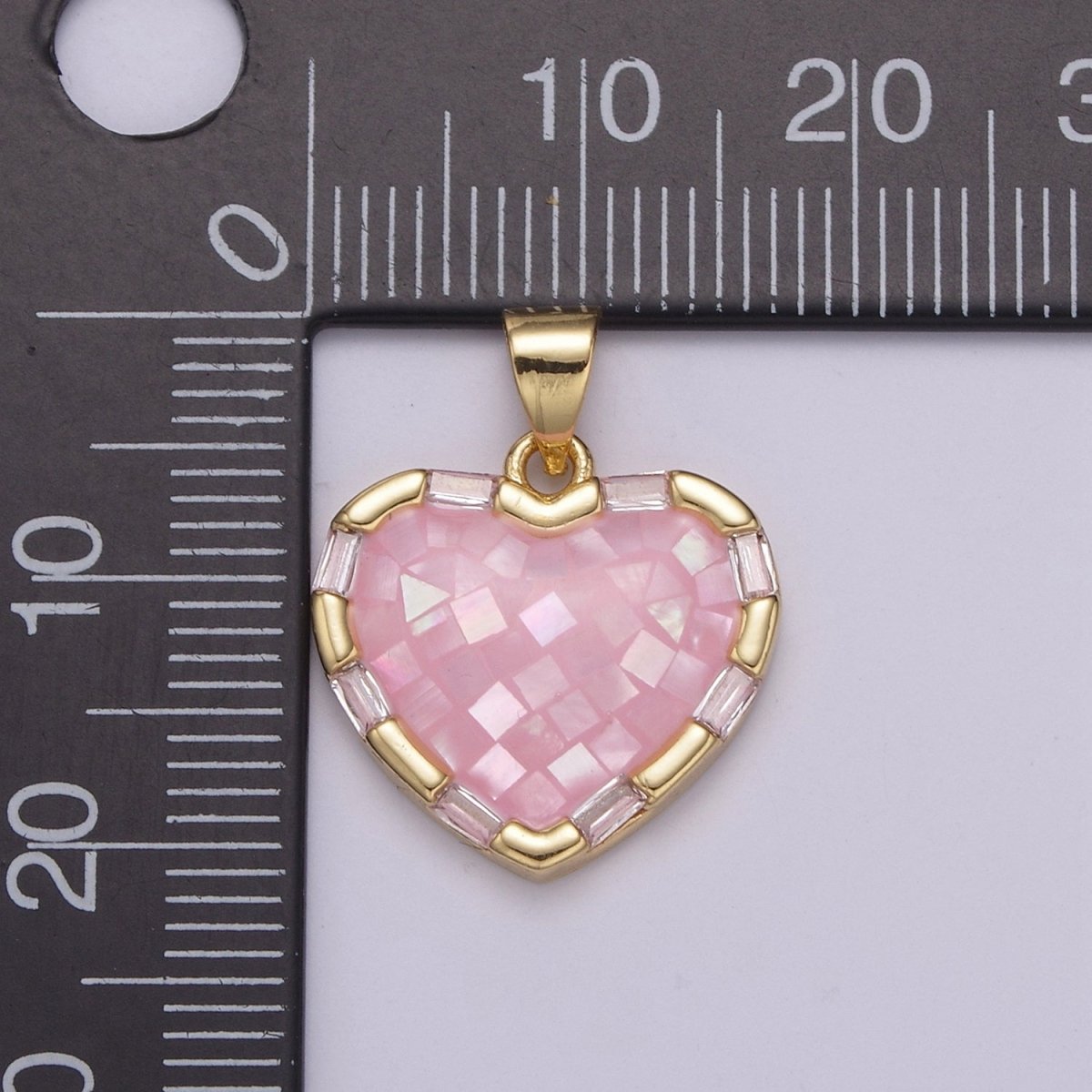 Dainty Pink Charm Pendant - Gold Filled Pendant - Heart Geometric Pendant H-055