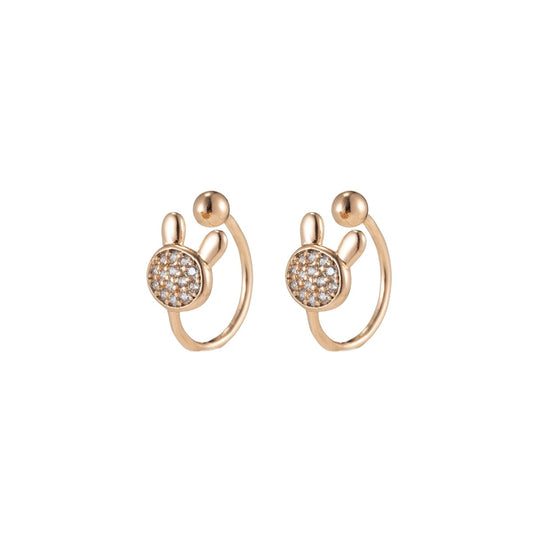 18K Gold Filled Rabbit Bunny Micro Paved CZ Ear Cuff Earrings | AI035