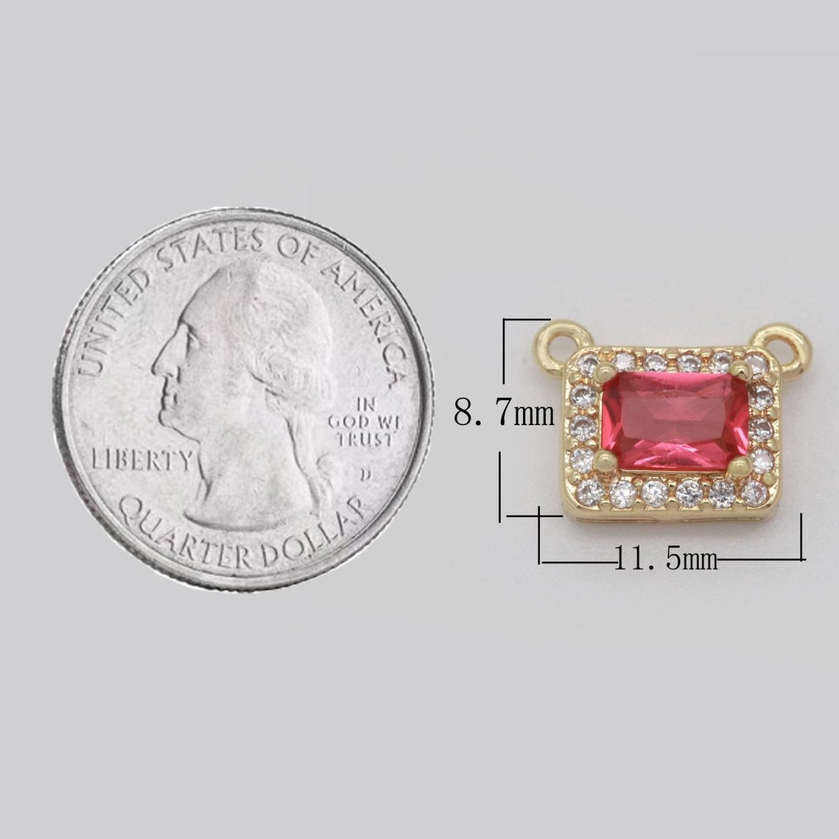 Dainty Rectangle Charm Connector Cubic Geometric Cz Colorful Link Connector for Necklace Bracelet Supply Y362 - Y367