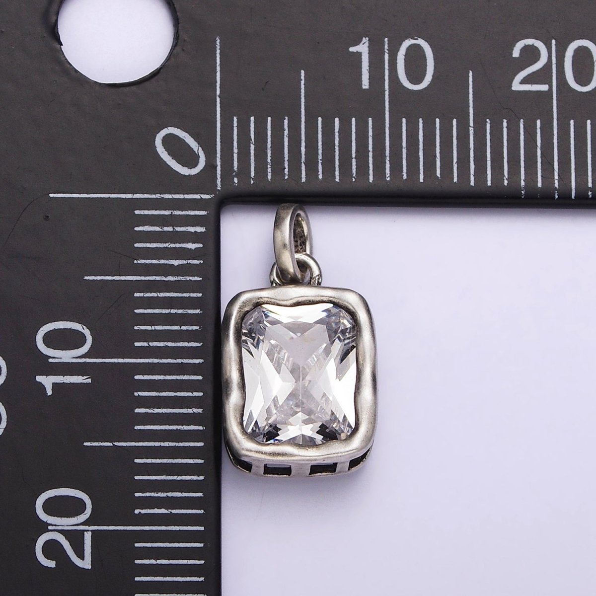 Dainty Rectangle Charm in 925 Sterling Silver Pendant CZ Drop Pendant SL-317