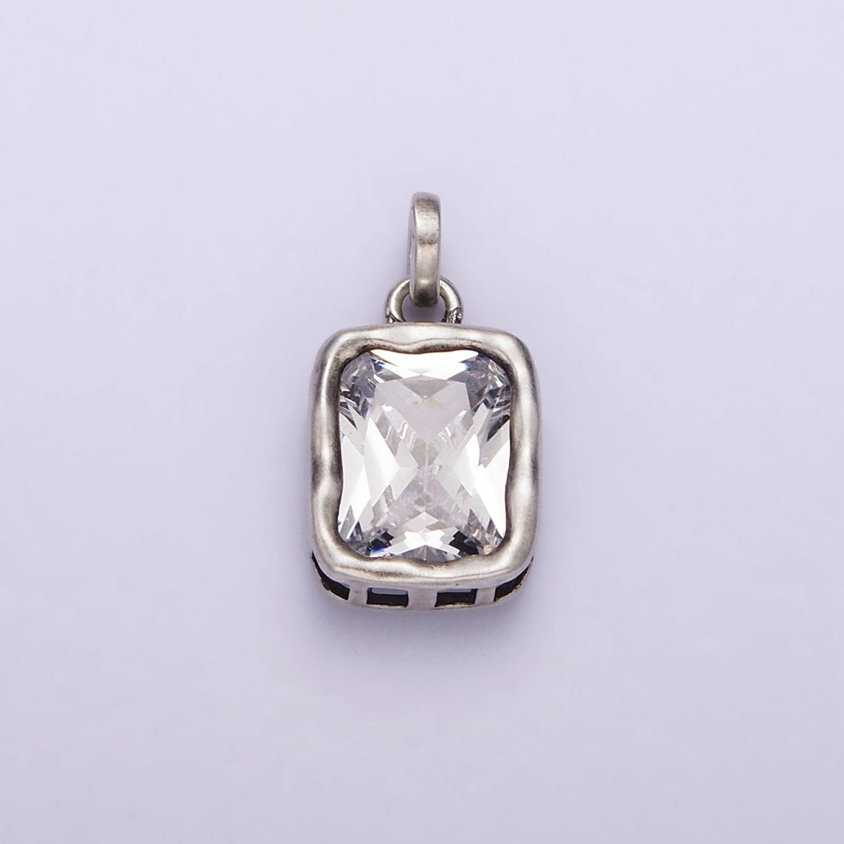 Dainty Rectangle Charm in 925 Sterling Silver Pendant CZ Drop Pendant SL-317