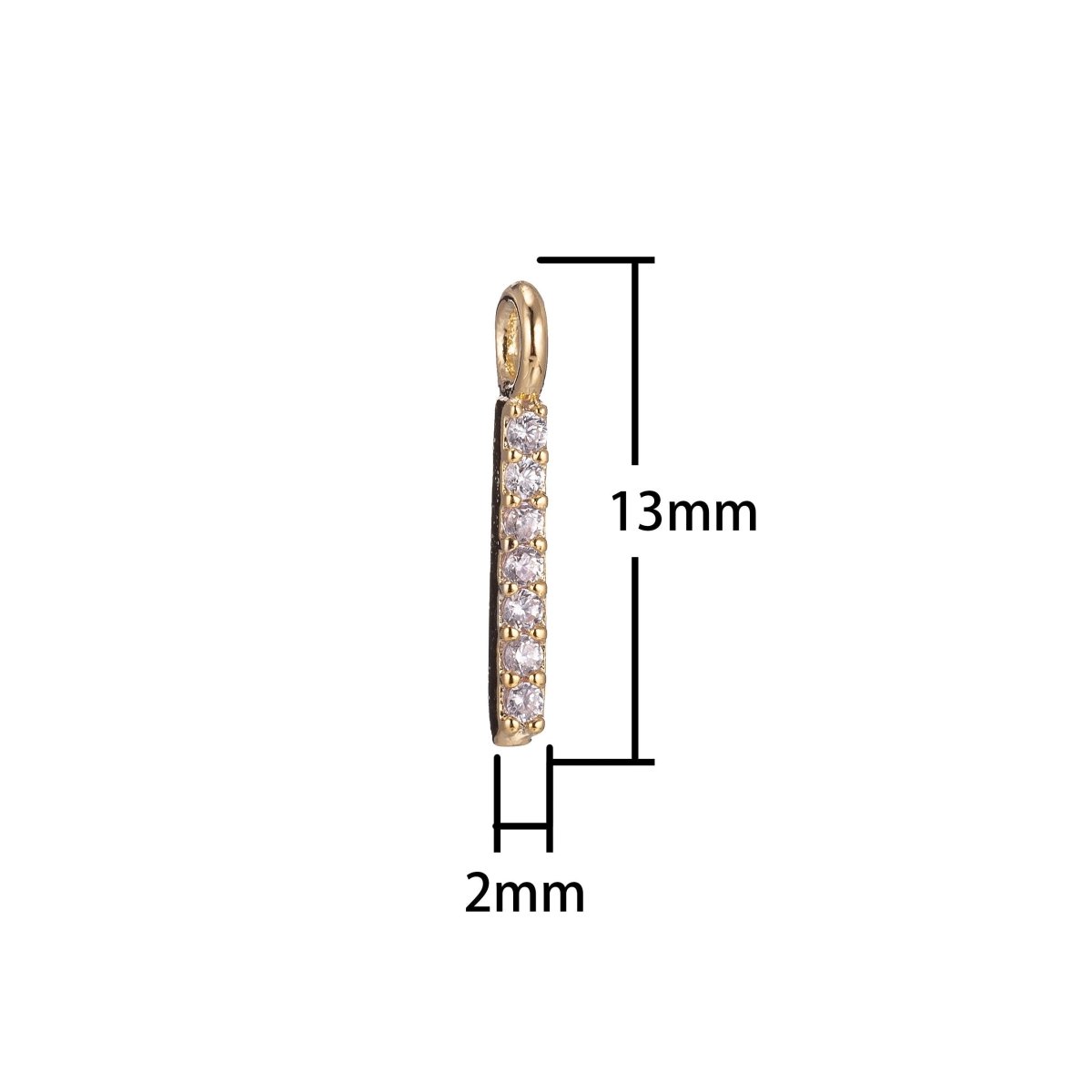Dainty Rectangular Bar Charm, Micro Pave CZ Charm, 18K Gold Filled Pendant Tiny Minimalist Chic Necklace Charm for Jewelry Making | C-385