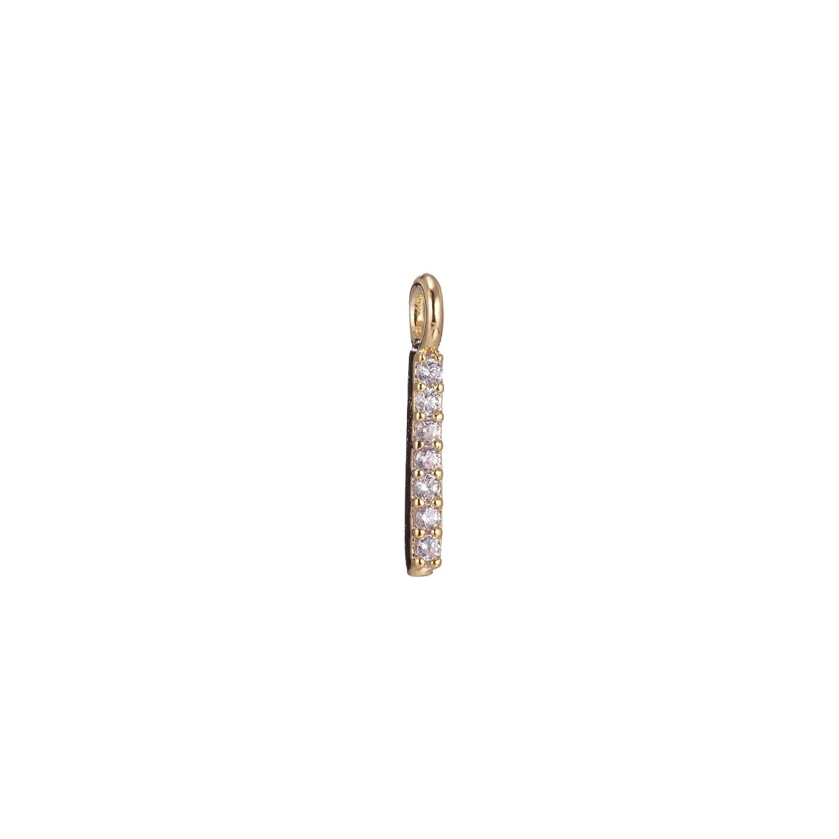 Dainty Rectangular Bar Charm, Micro Pave CZ Charm, 18K Gold Filled Pendant Tiny Minimalist Chic Necklace Charm for Jewelry Making | C-385