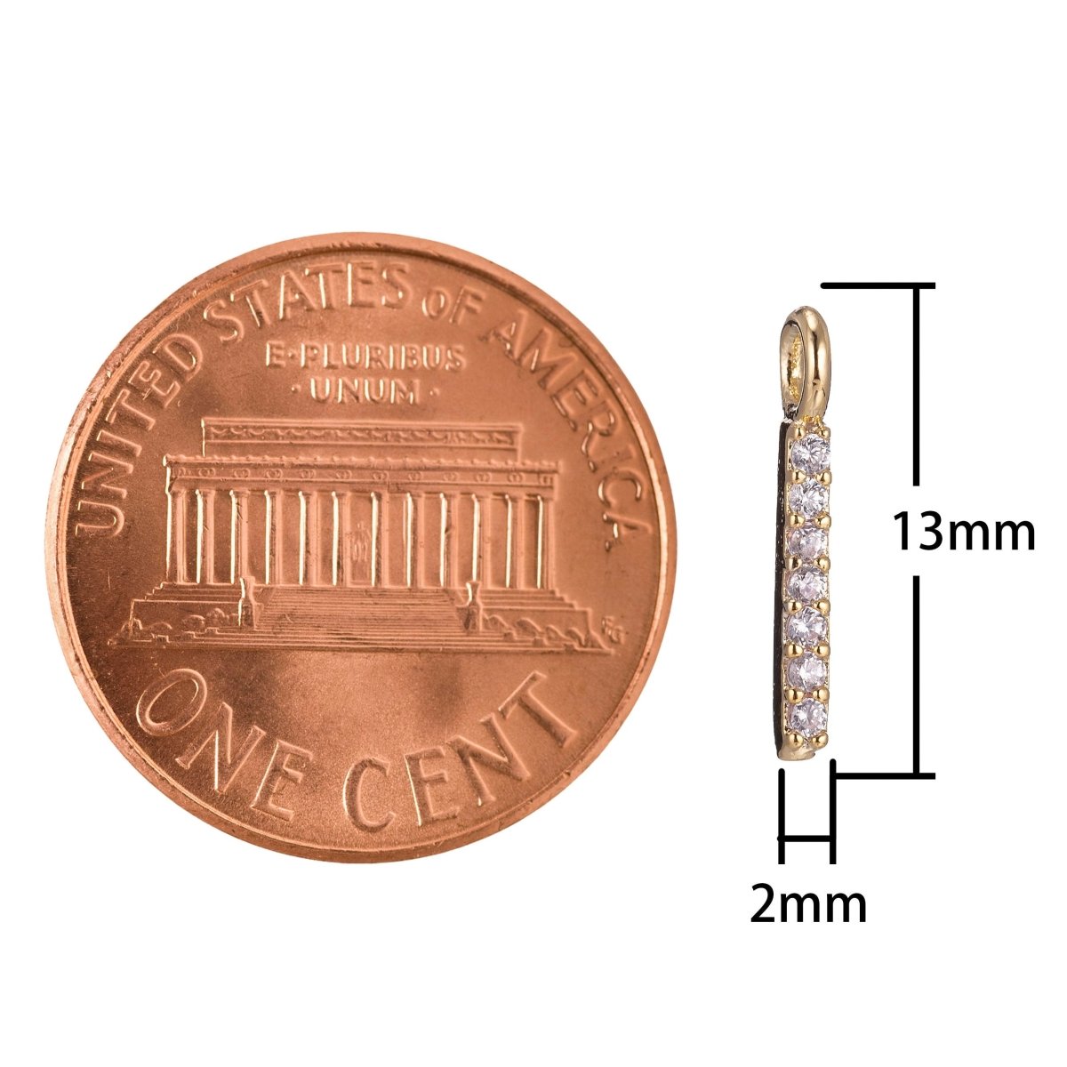 Dainty Rectangular Bar Charm, Micro Pave CZ Charm, 18K Gold Filled Pendant Tiny Minimalist Chic Necklace Charm for Jewelry Making | C-385