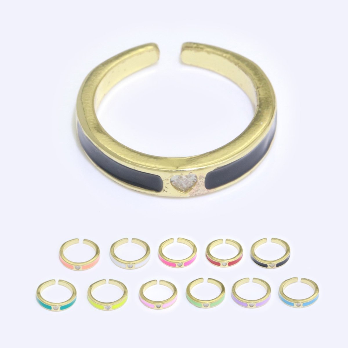 Dainty Ring Stackable Trendy Gold Fill micro pave ring, rainbow color enamel ring jewelry for gift S-148 ~ S-158