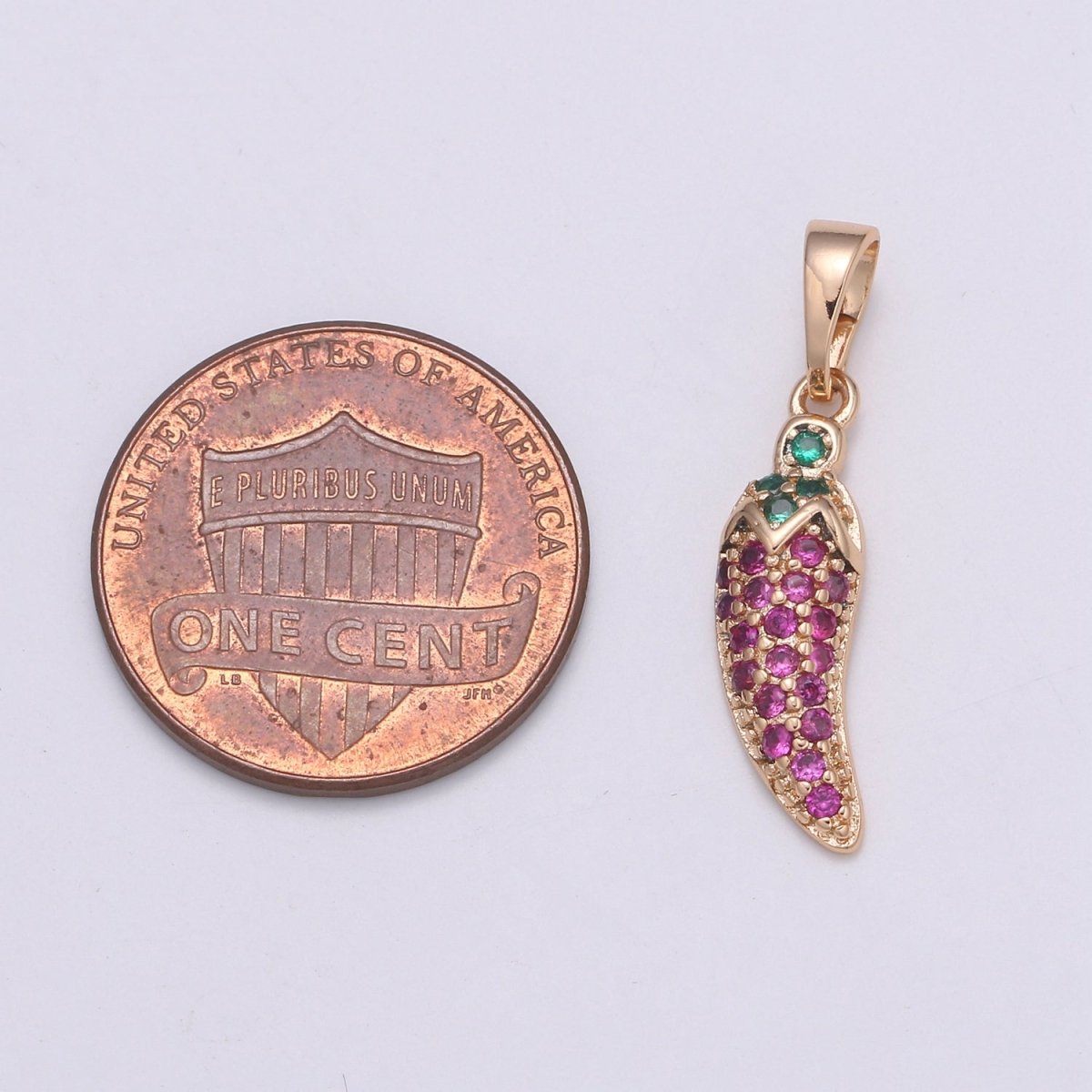 Dainty Rose Gold Filled Chilli Pepper Charms, Micro Pave Chili Charm Food Charm for Bracelet Necklace Earring Mix Charm Supply Component