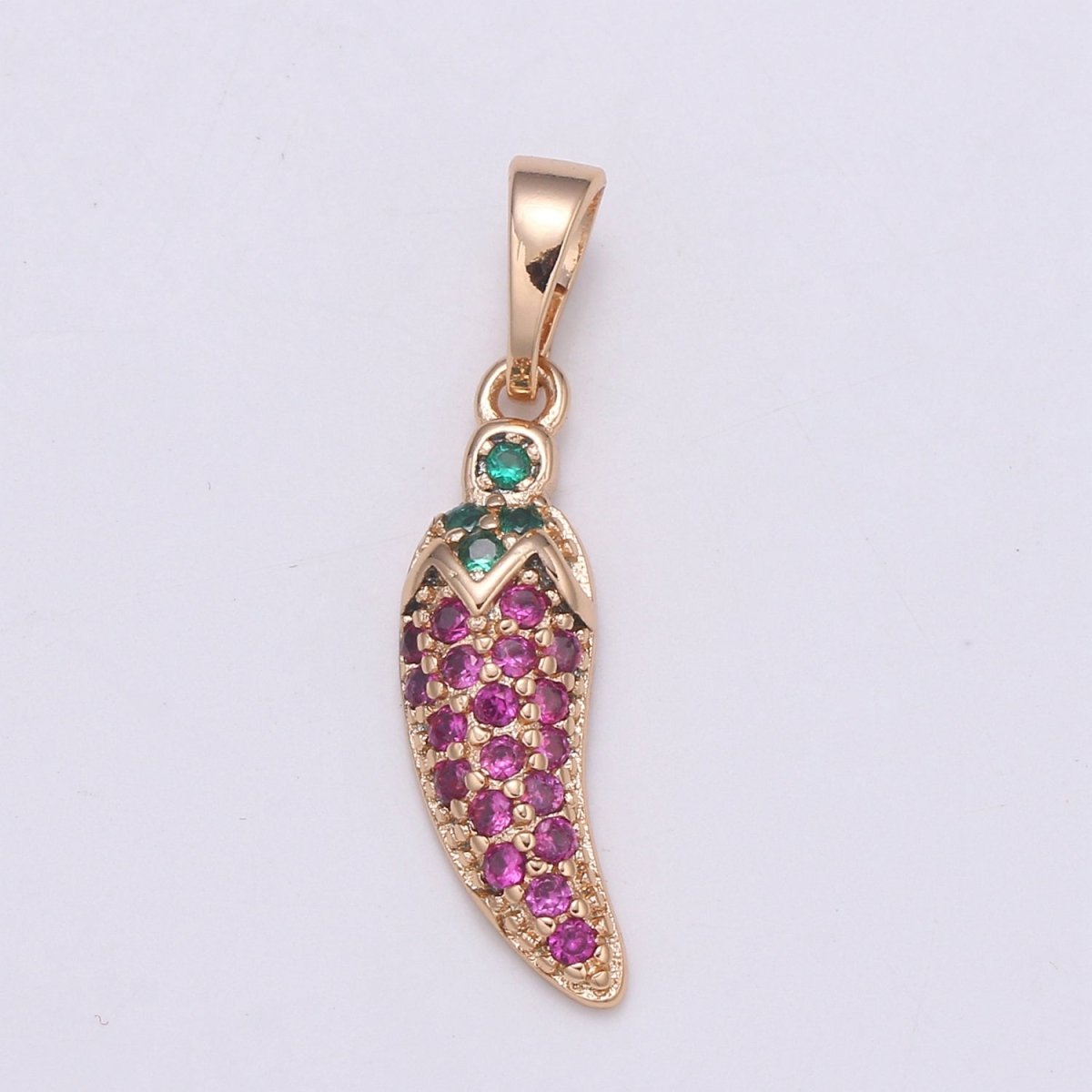 Dainty Rose Gold Filled Chilli Pepper Charms, Micro Pave Chili Charm Food Charm for Bracelet Necklace Earring Mix Charm Supply Component