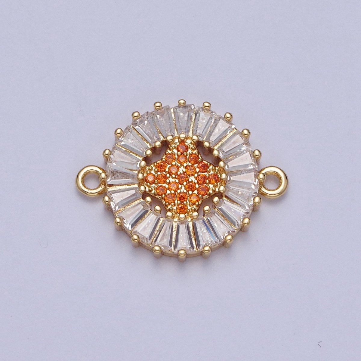 Dainty Round CZ Clover Gold Filled Charm Connector Clear Baguette Link Connector for Bracelet Necklace Supply F-322 F-356 F-417 F-437 F-464 F-483